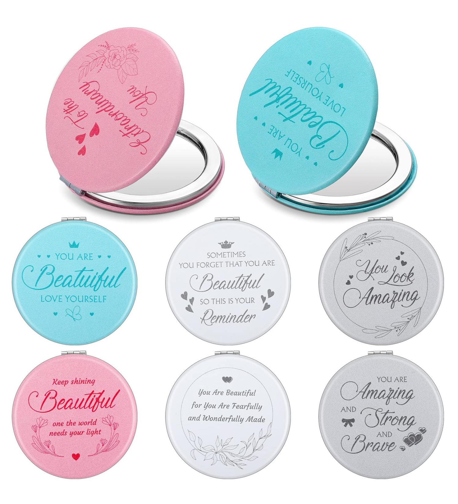 Sumind 8 Pcs Inspirational Compact Mirror Bulk - Double Sided Travel Makeup Mirror - Perfect Gift for Women and Girls - Buy Online on GoSupps.com