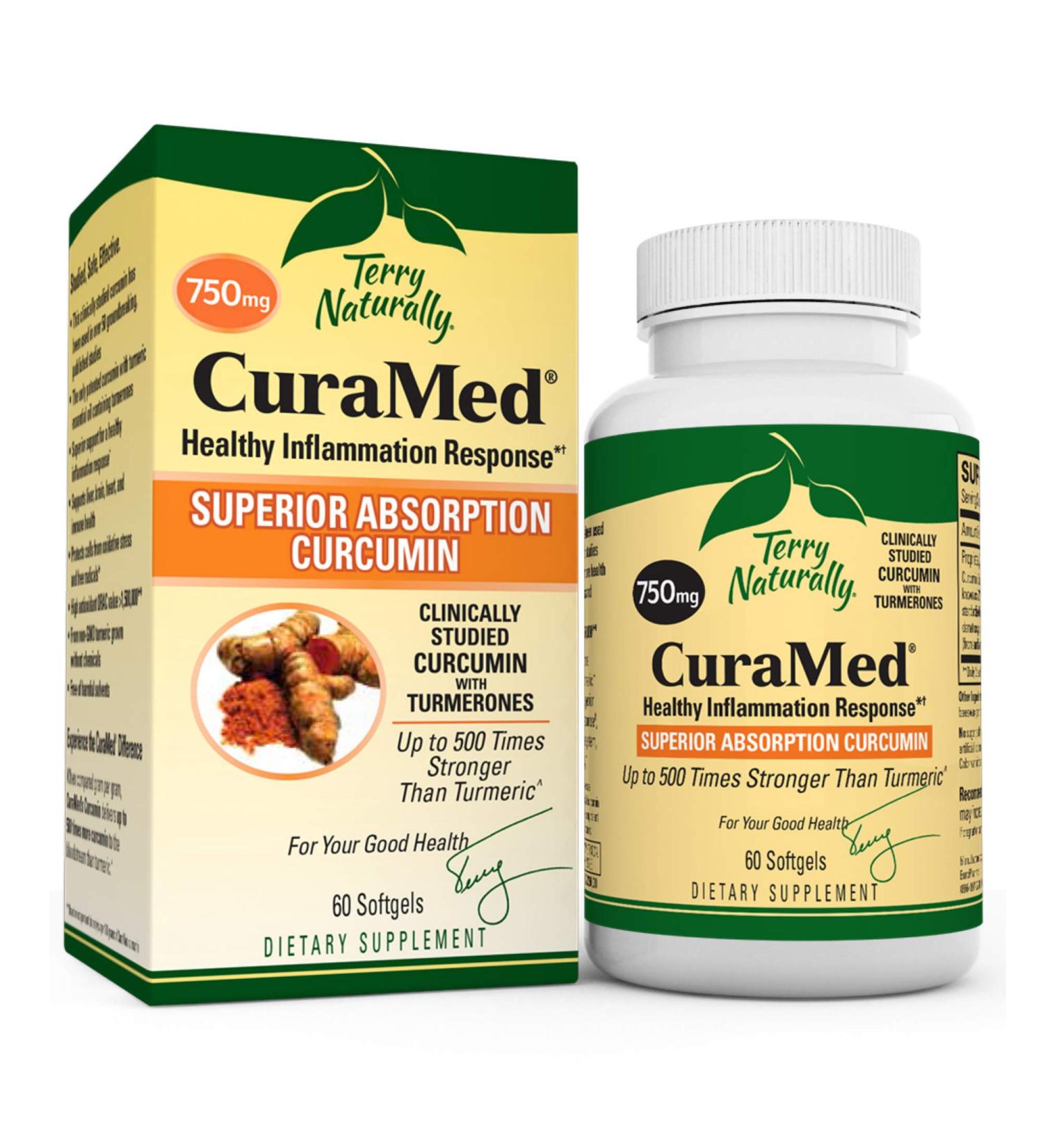 Terry Naturally CuraMed 750 mg - 60 Softgels for Immune Support & Antioxidant Protection - Buy Online on GoSupps.com