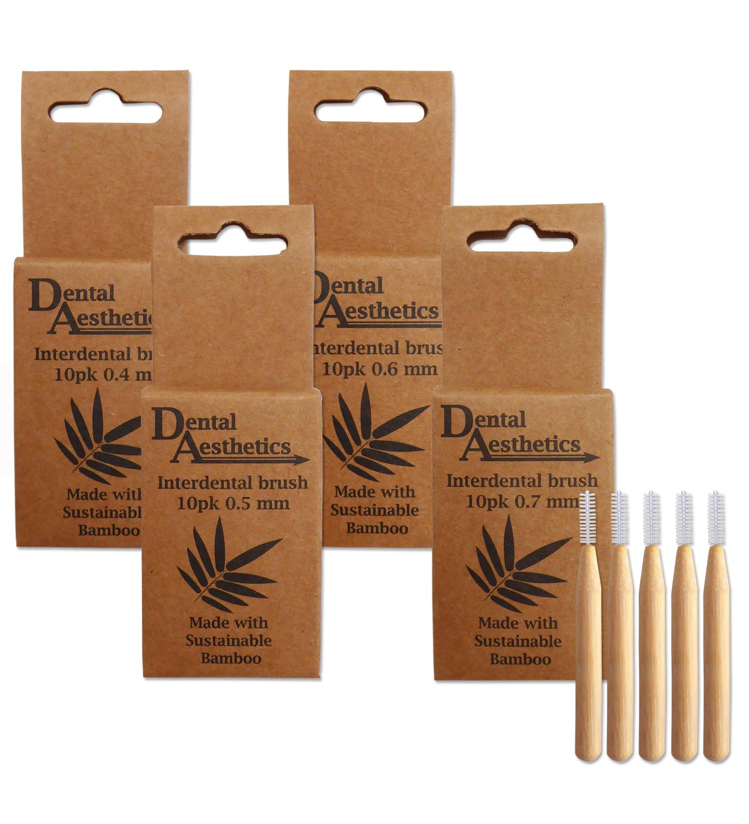 Eco-Friendly Bamboo Interdental Brushes - Pack of 10 (04mm 0.5mm 0.6mm 0.7mm) | Sustainable Dental Care - Buy Online on GoSupps.com