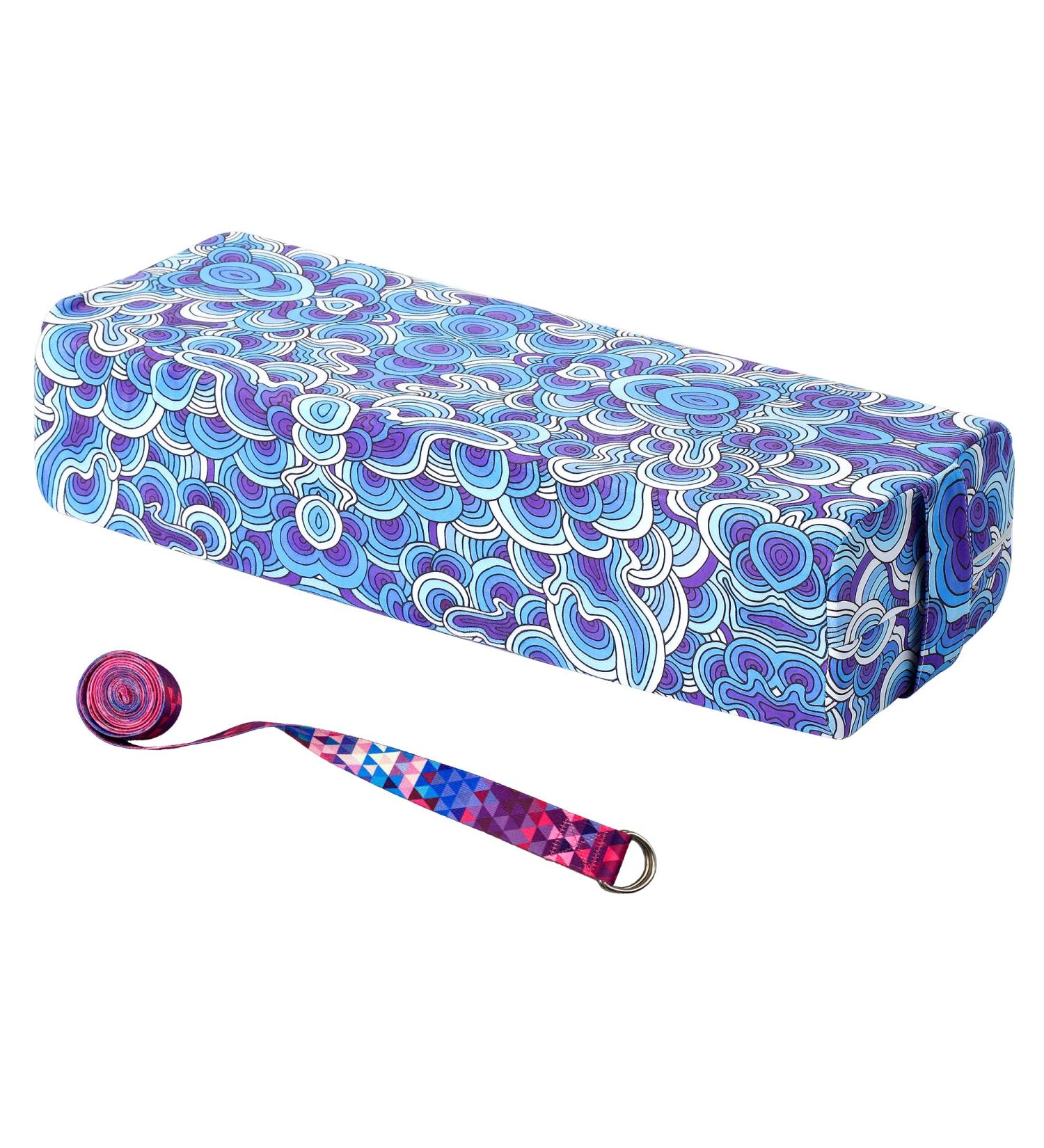 Aozora Yoga Bolster Pillow | Supportive Meditation Cushion | Waves Blue | 8-Feet | Carry Handle & Yoga Strap | Restorative Support for Alleviating Pressure - Buy Online on GoSupps.com