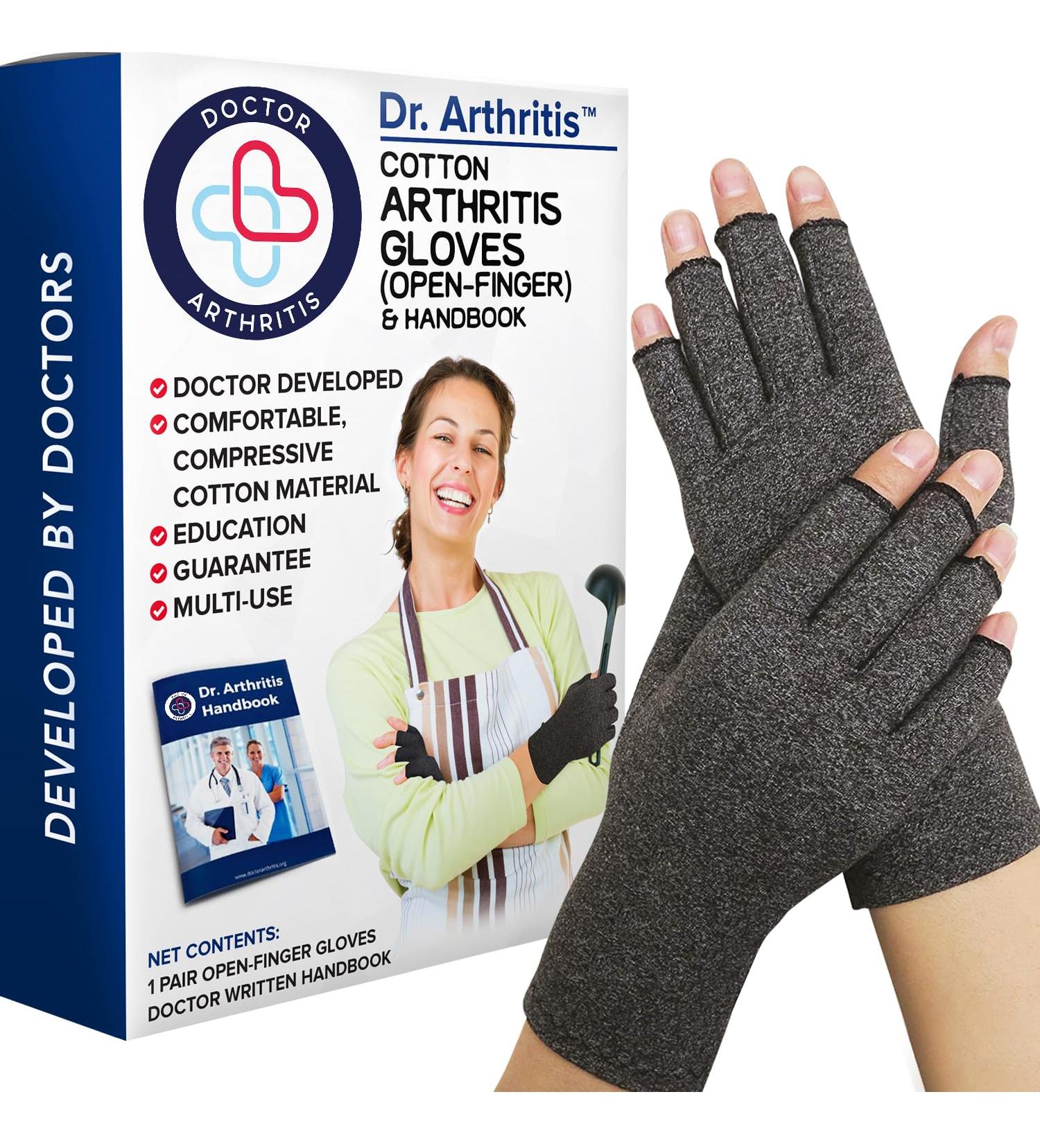 Doctor-Designed Compression Gloves for Arthritis & Tendonitis - Comfortable Fingerless Support (1 Pair Size S) - Buy Online on GoSupps.com