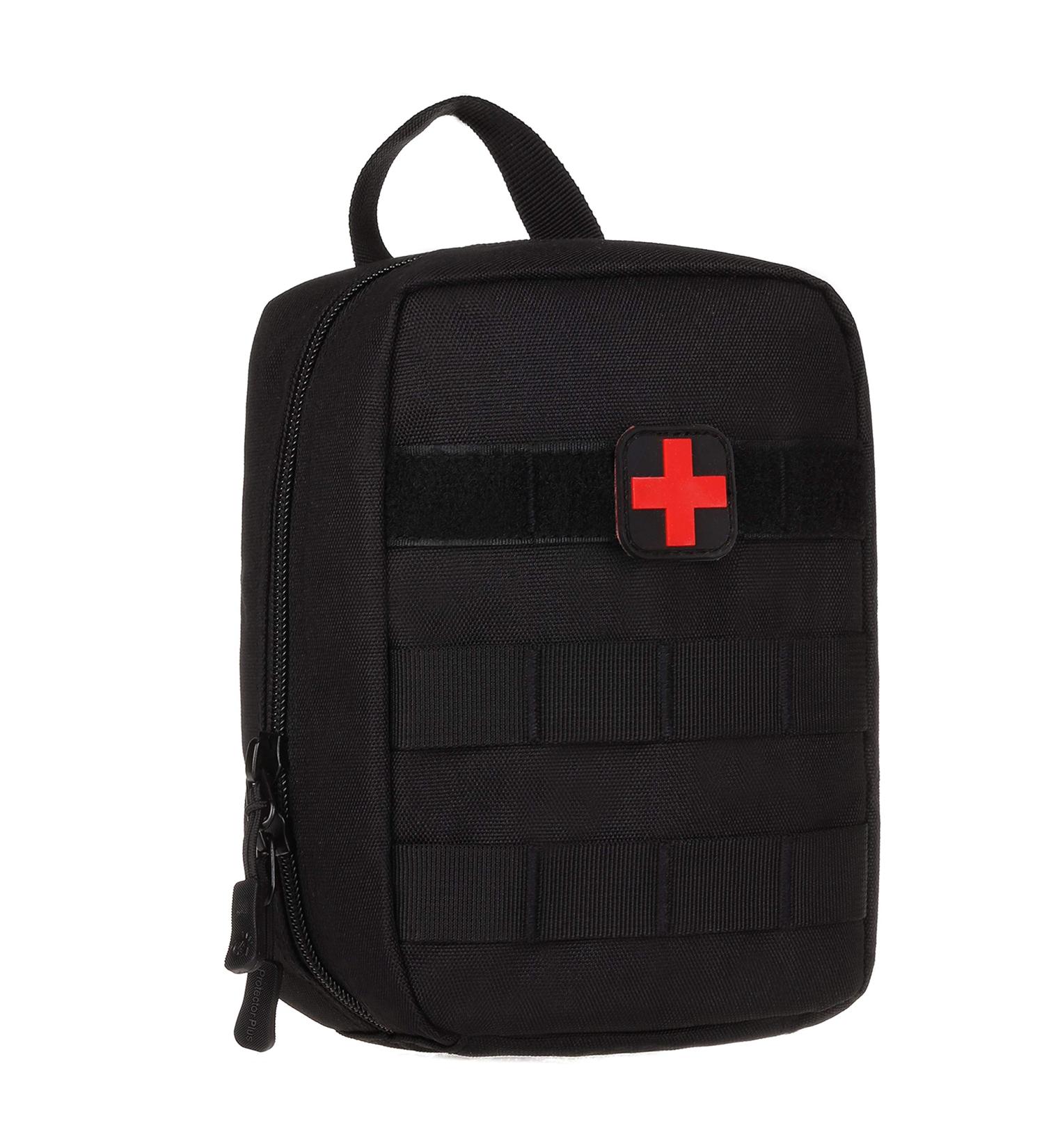 HuntVP Tactical Empty First Aid Bag - Waterproof Molle Pouch with Red Cross Patch for Camping & Outdoor Emergency - 1000D Black Military Gear - Buy Online on GoSupps.com