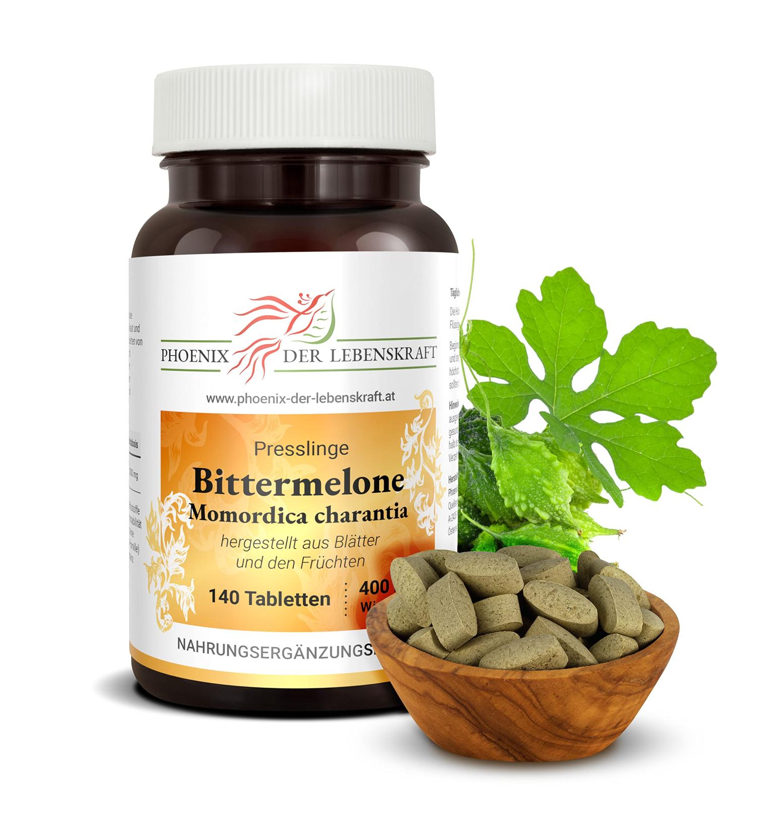 Bitter Melon Tablets 400mg | 140 Vegan Tablets | Premium Quality Momordica Charantia from Austria | Natural Additive-Free Karela & Bitter Cucumber - Buy Online on GoSupps.com