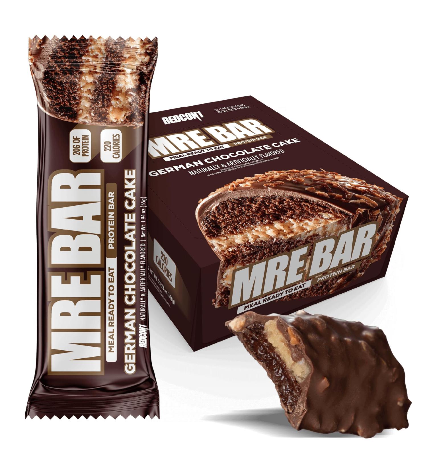 REDCON1 MRE Protein Bars German Chocolate Cake - 12 Count 20g High Protein Snack - Nutrition Bar - On-The-Go Breakfast or Post-Workout Snack NEW German Chocolate Cake 12 Count (Pack of 1) - Buy Online on GoSupps.com