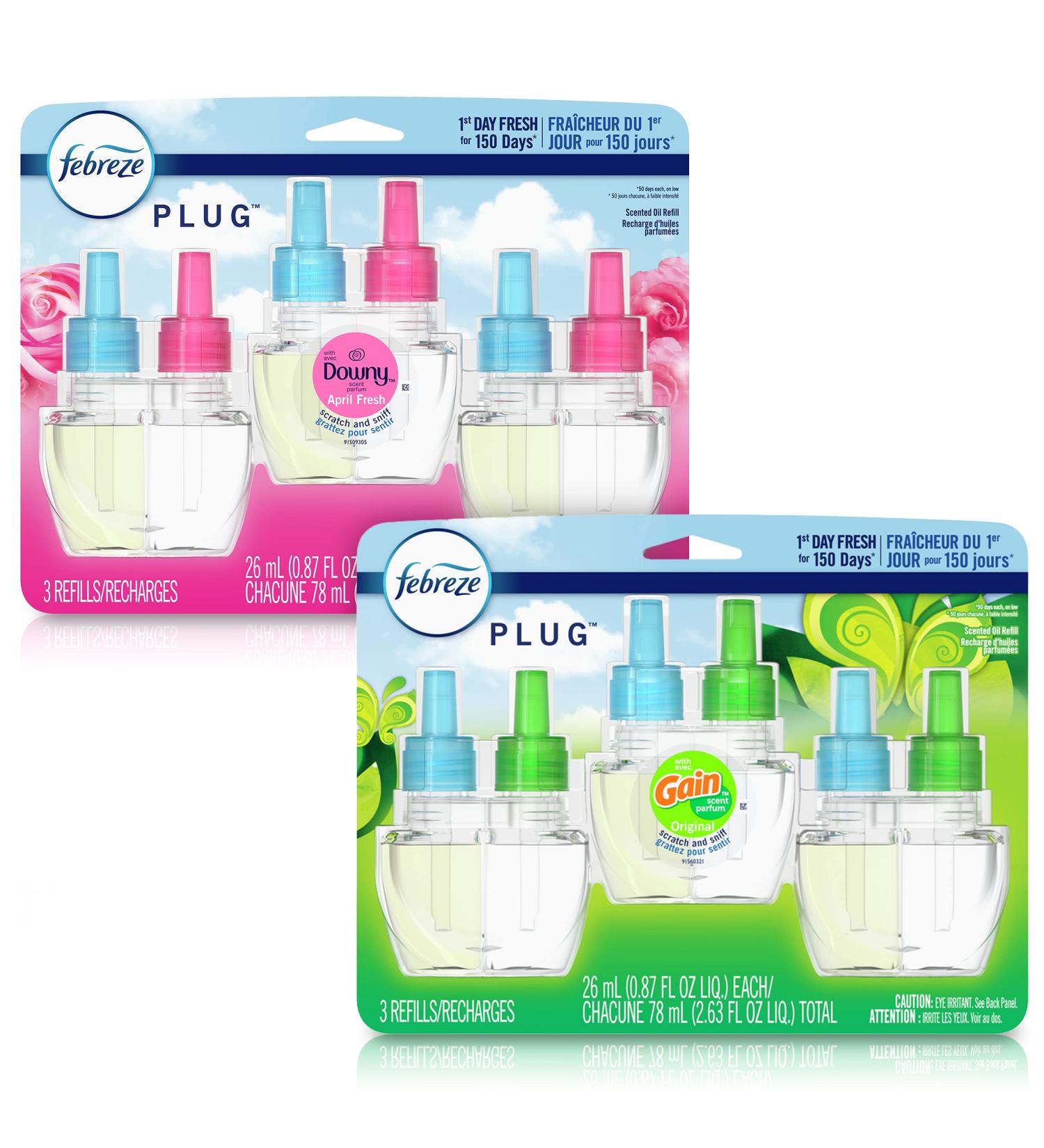 Febreze Plug in Air Freshener Variety Pack - Downy April Fresh & Gain Original Scent, (6 Refills) Odor Eliminator for Strong Odors - Buy Online on GoSupps.com