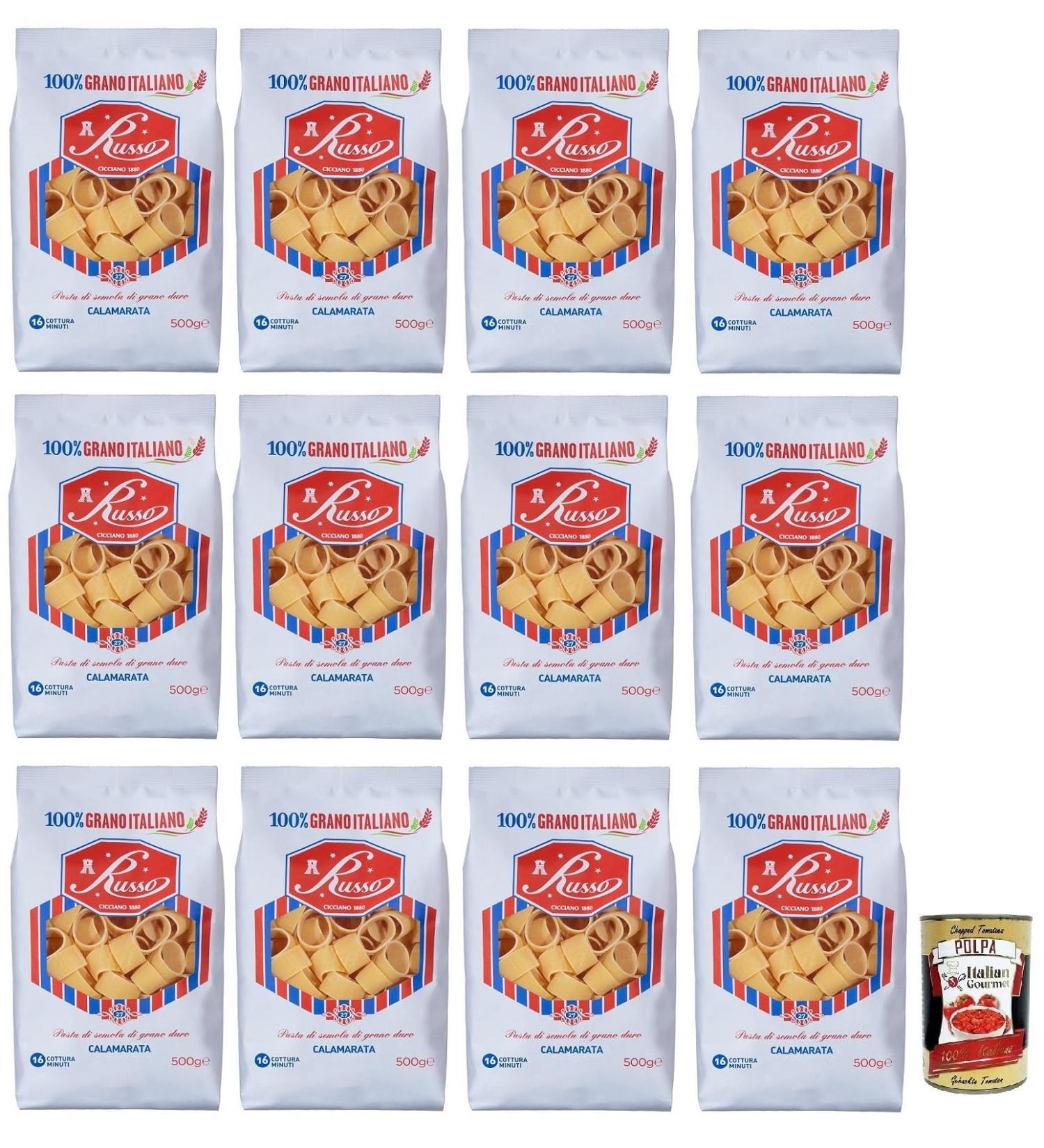  Italian Gourmet E.R. Russo Calamarata No. 27 Durum Wheat Pasta 100% Italian Wheat 500g + 400g Box of 12 - Buy Online on GoSupps.com