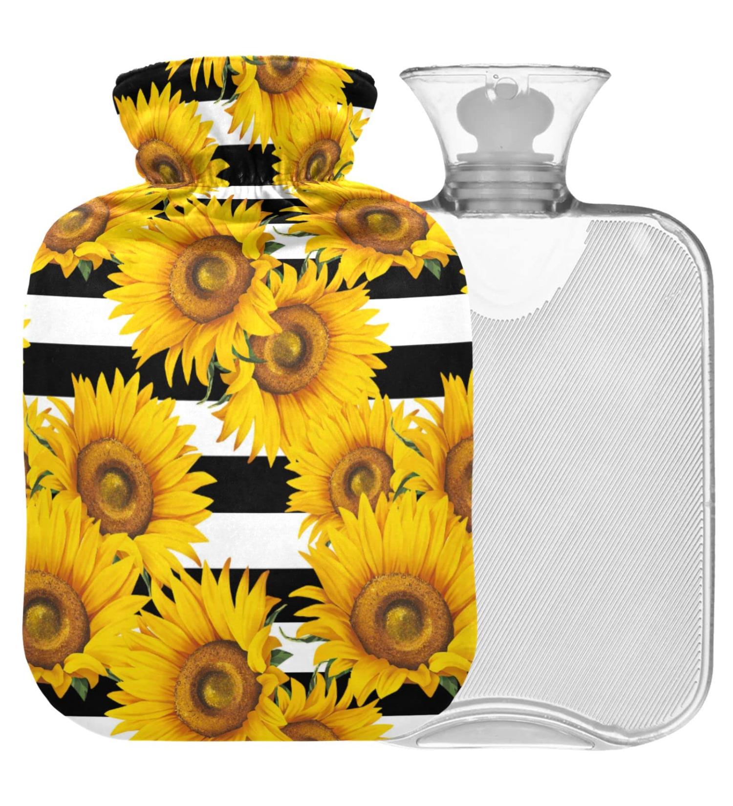 Shop Naanle Stripes Sunflower Hot Water Bottle - 1L Warm & Cold Therapy for Pain Relief | Ideal Bed Hand & Feet Warmer - International Shipping Available - Buy Online on GoSupps.com