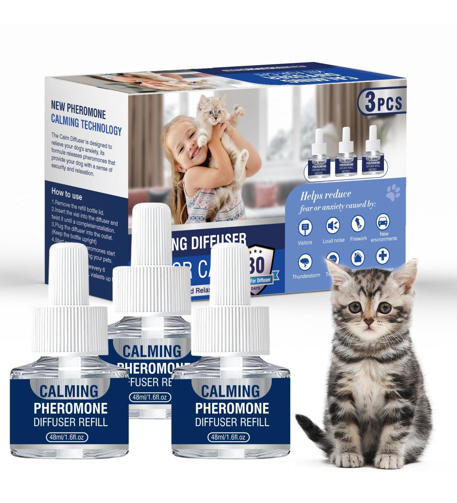Pheromone Cat Calming Socket - 3x48ml Refills for Stress Relief & Relaxation | Anti-Stress Solution for Cats - Buy Online on GoSupps.com