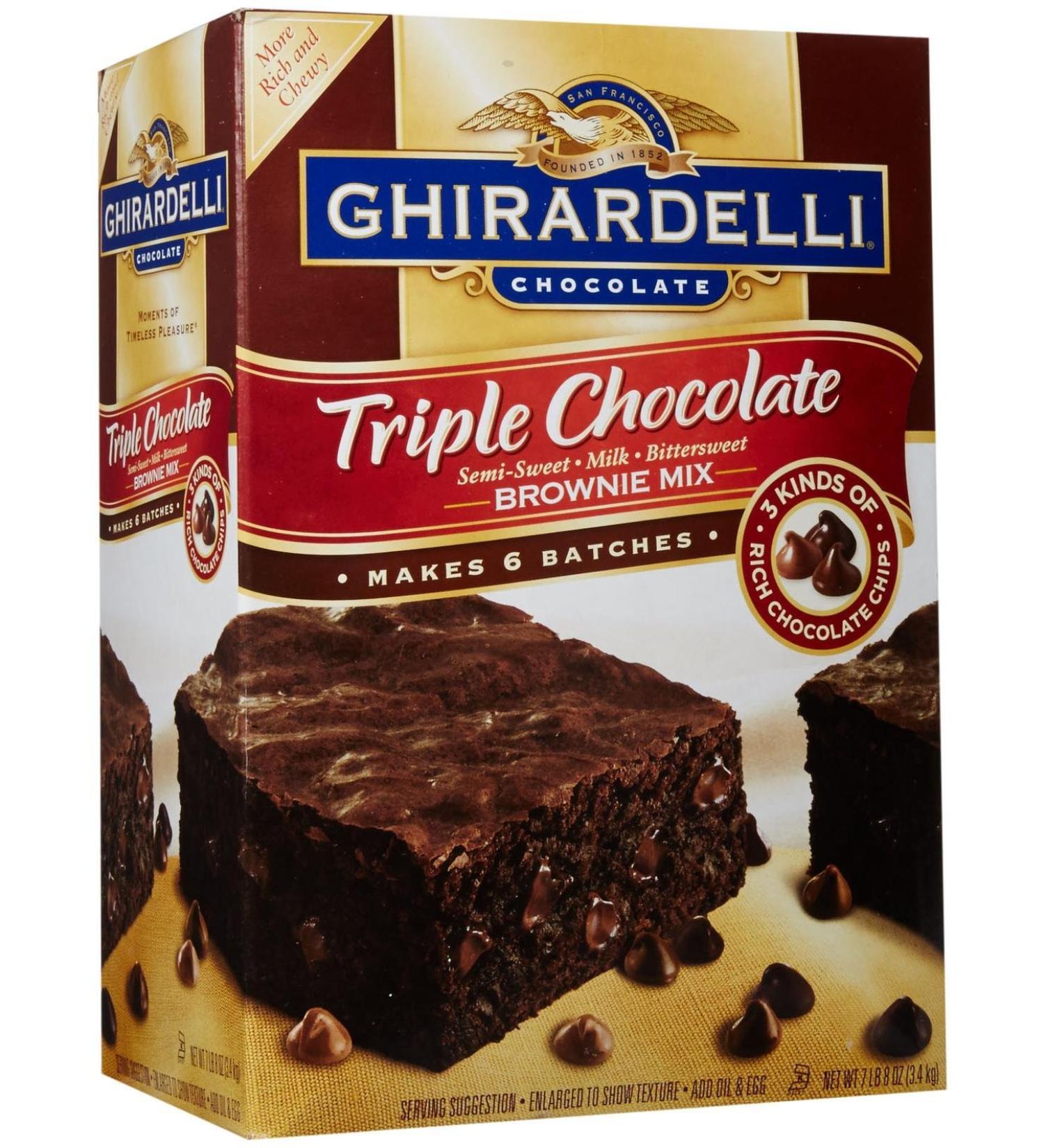 Ghirardelli Triple Chocolate Brownie Mix, Semi-Sweet, Milk, Bittersweet, 120 Ounce