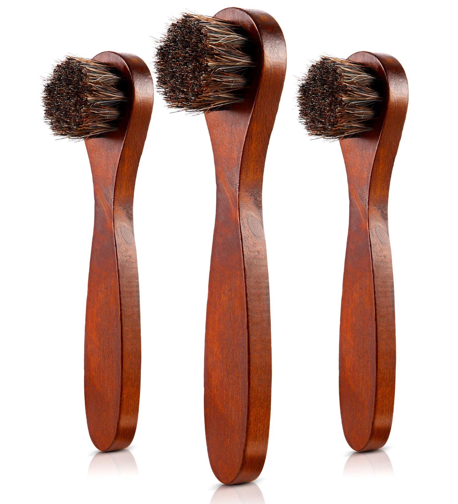 3-Piece Horsehair Shoe Polish Brushes - Brown Care Clean Daubers Applicators - Buy Online on GoSupps.com