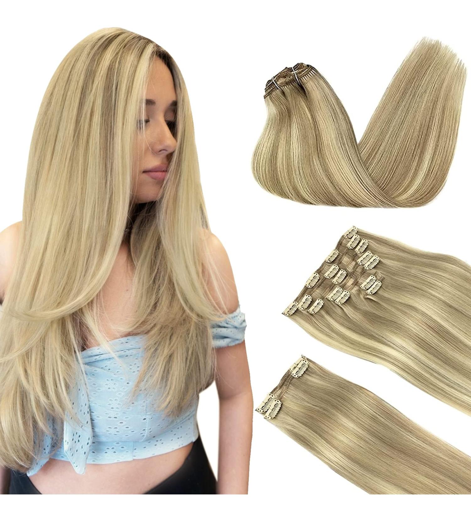 Buy Doores Clip-In Extensions - 60cm Real Hair Light Blonde Highlights 150g Remy 24 Inch 9 Pieces - Buy Online on GoSupps.com