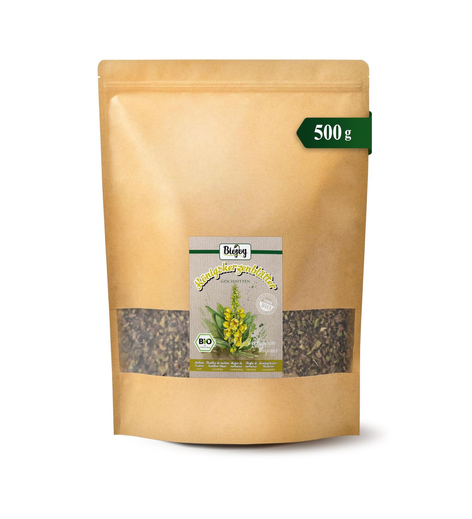  Biojoy Biojoy Organic Mullein Herbal Tea (500 g) dried and cut Mullein leaves (Verbascum thapsus) - Buy Online on GoSupps.com