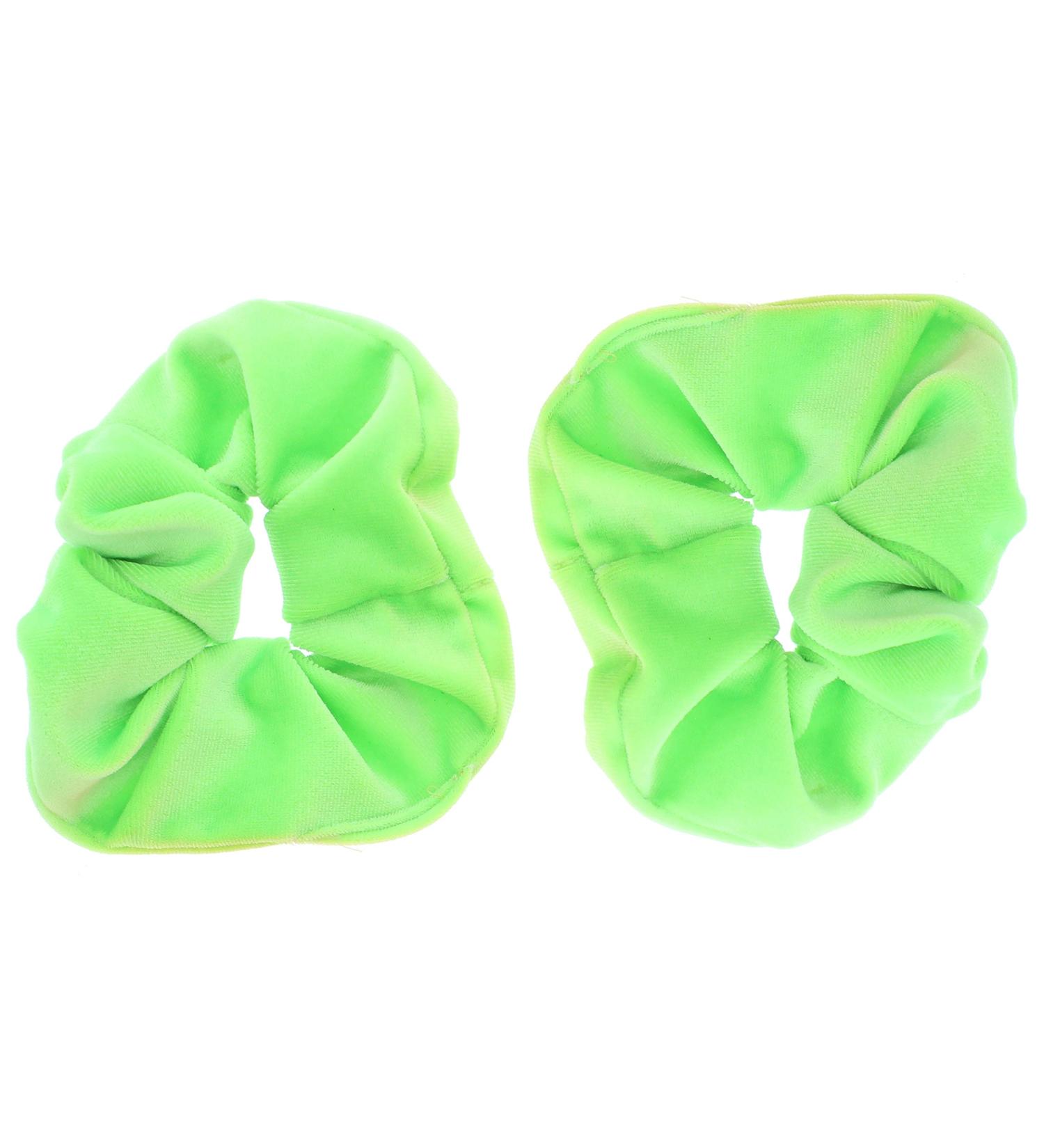 Zac's Alter Ego Pair of Fluroscent Neon Luxurious Velvet Hair Scrunchies Neon Green