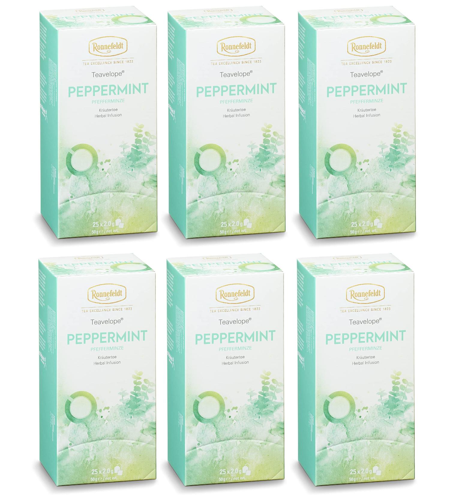 Ronnefeldt Teavelope Peppermint peppermint herbal tea set of 6 300 g 6 x 50 g - Buy Online on GoSupps.com