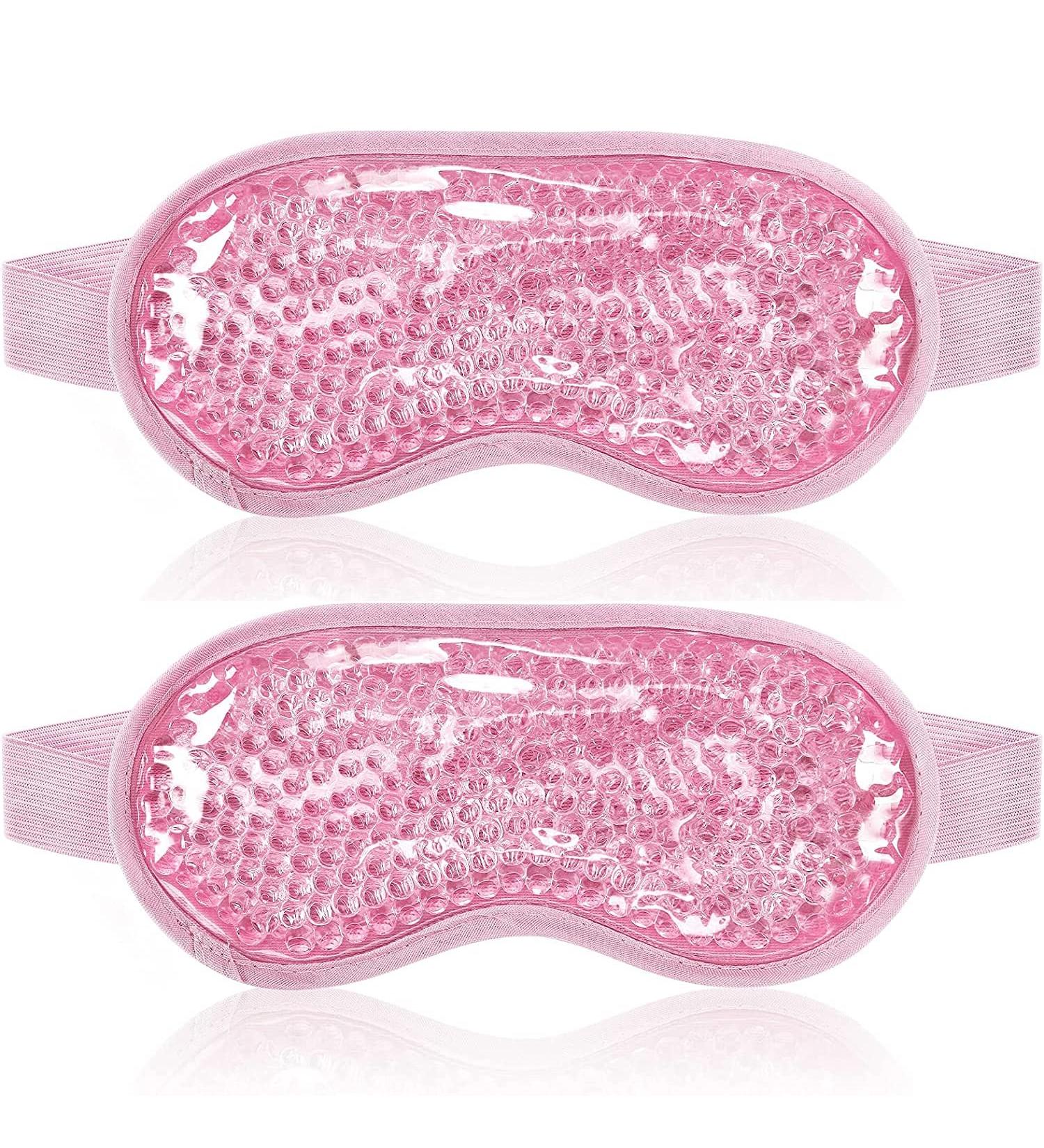 2 Pack Cooling Gel Eye Masks with Plush Backing - Pink | Headache, Puffiness, Migraine, Stress Relief - Buy Online on GoSupps.com