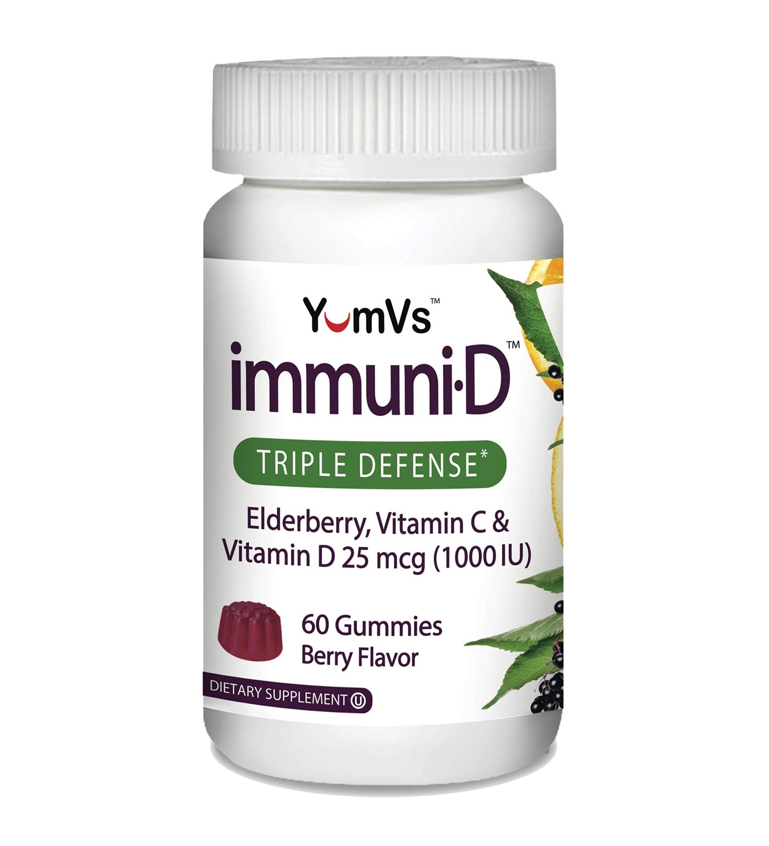 YumV's Elderberry Gummies with Vitamin C & D - 60 Berry Flavor Immunity Support - Buy Online on GoSupps.com