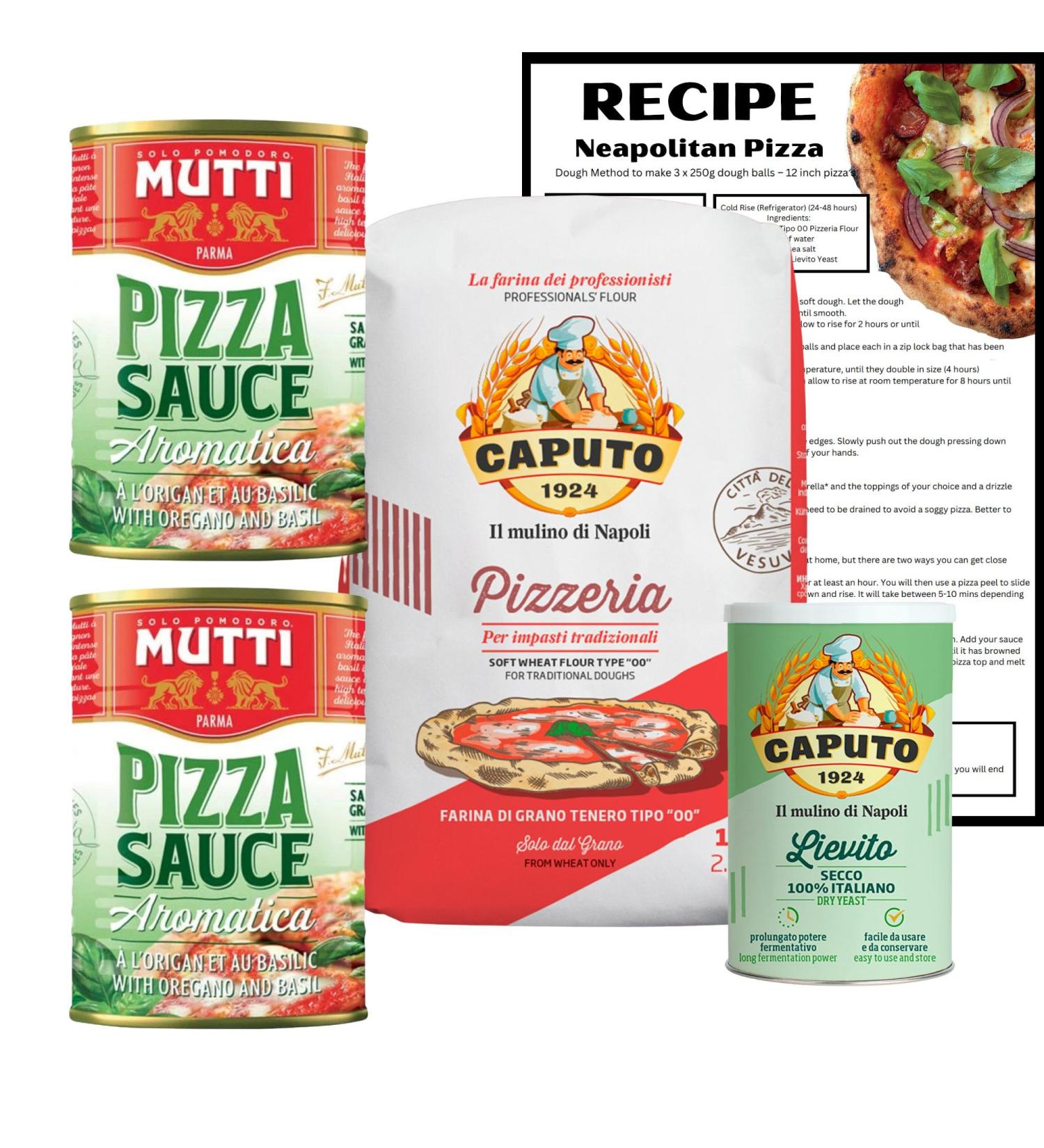 BUB Pizza Making Kit: Authentic Neapolitan Pizza Dough with Caputo 00 Flour, Yeast, Mutti Pizza Sauce & Recipe - 5 Item Set - Buy Online on GoSupps.com