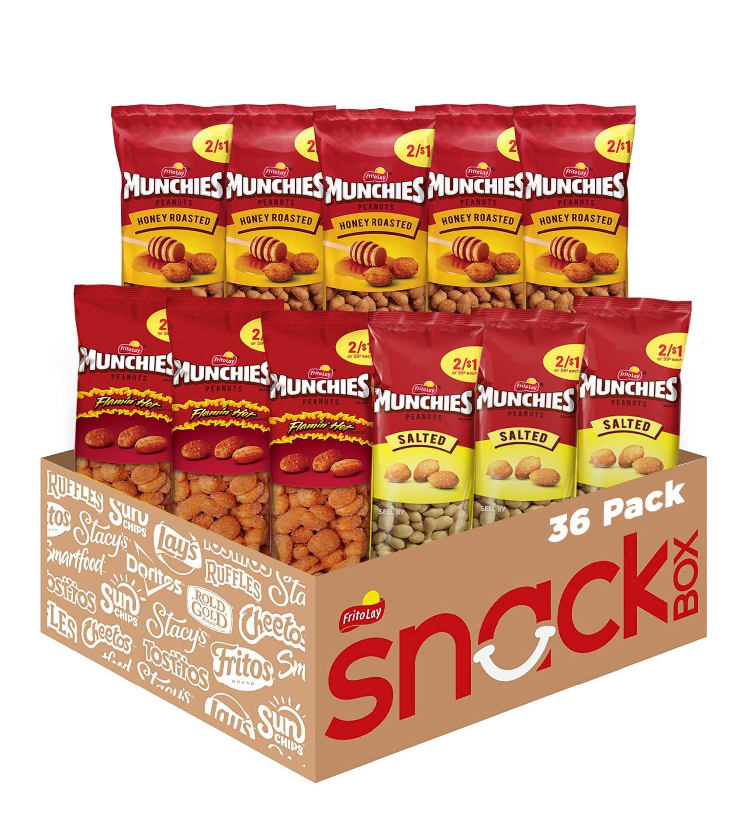 Munchies Peanut Variety Pack - Salted, Flamin' Hot, Honey Roasted (36 Count) - Buy Online on GoSupps.com