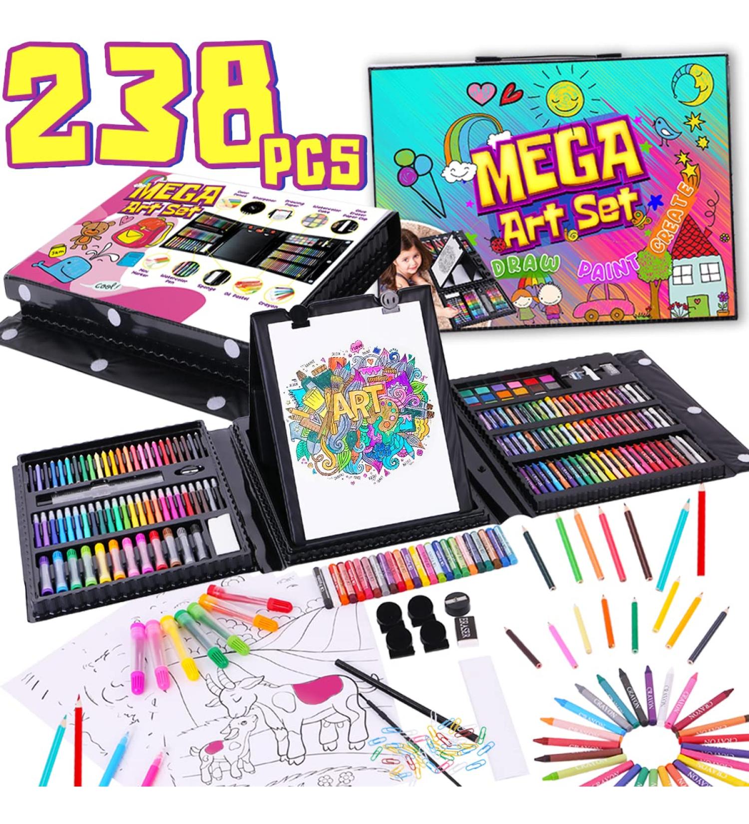 Dinonano 238-Piece Drawing Painting Art Set for Kids | School Supplies Kit with Paint Makers, Sketch Pad, Easel, Crayons, Watercolor Pencils, Markers | Ideal for Boys and Girls Ages 3-12 - Buy Online on GoSupps.com