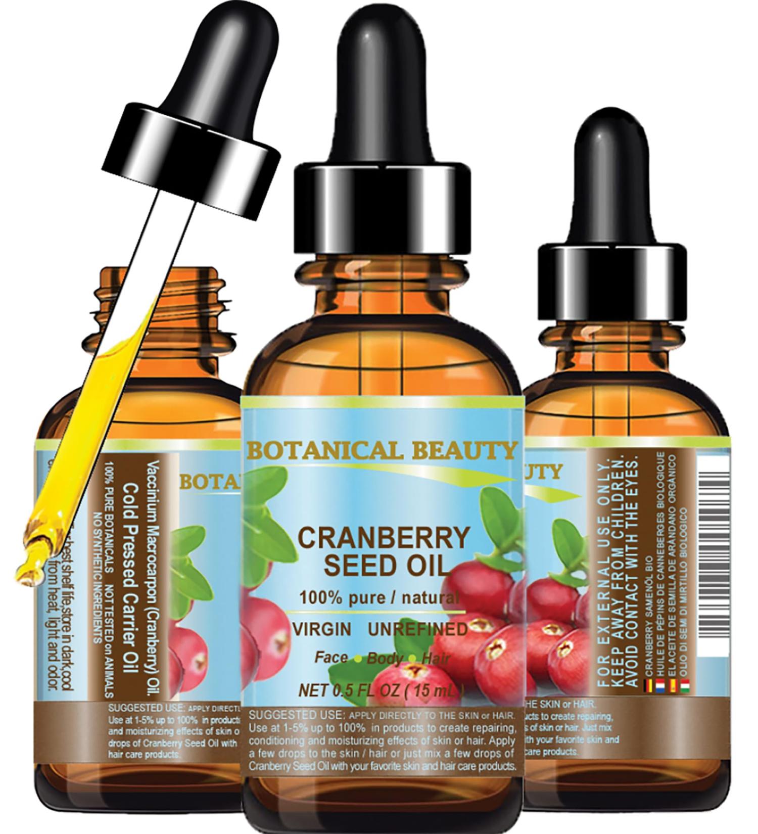 100% Pure Cranberry Seed Oil - Unrefined Virgin Cold Pressed Carrier Oil for Face Skin Hair & Nails | Anti-Aging | Botanical Beauty - 0.5 fl. oz (15 ml - Buy Online on GoSupps.com