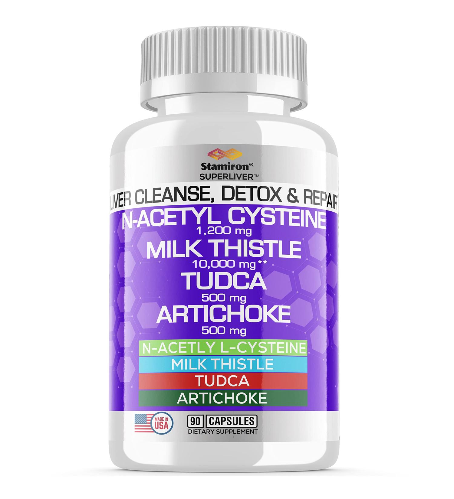 NAC 1200mg Milk Thistle TUDCA 500mg Liver Cleanse & Repair Formula - 90 Capsules - USA Made - Buy Online on GoSupps.com