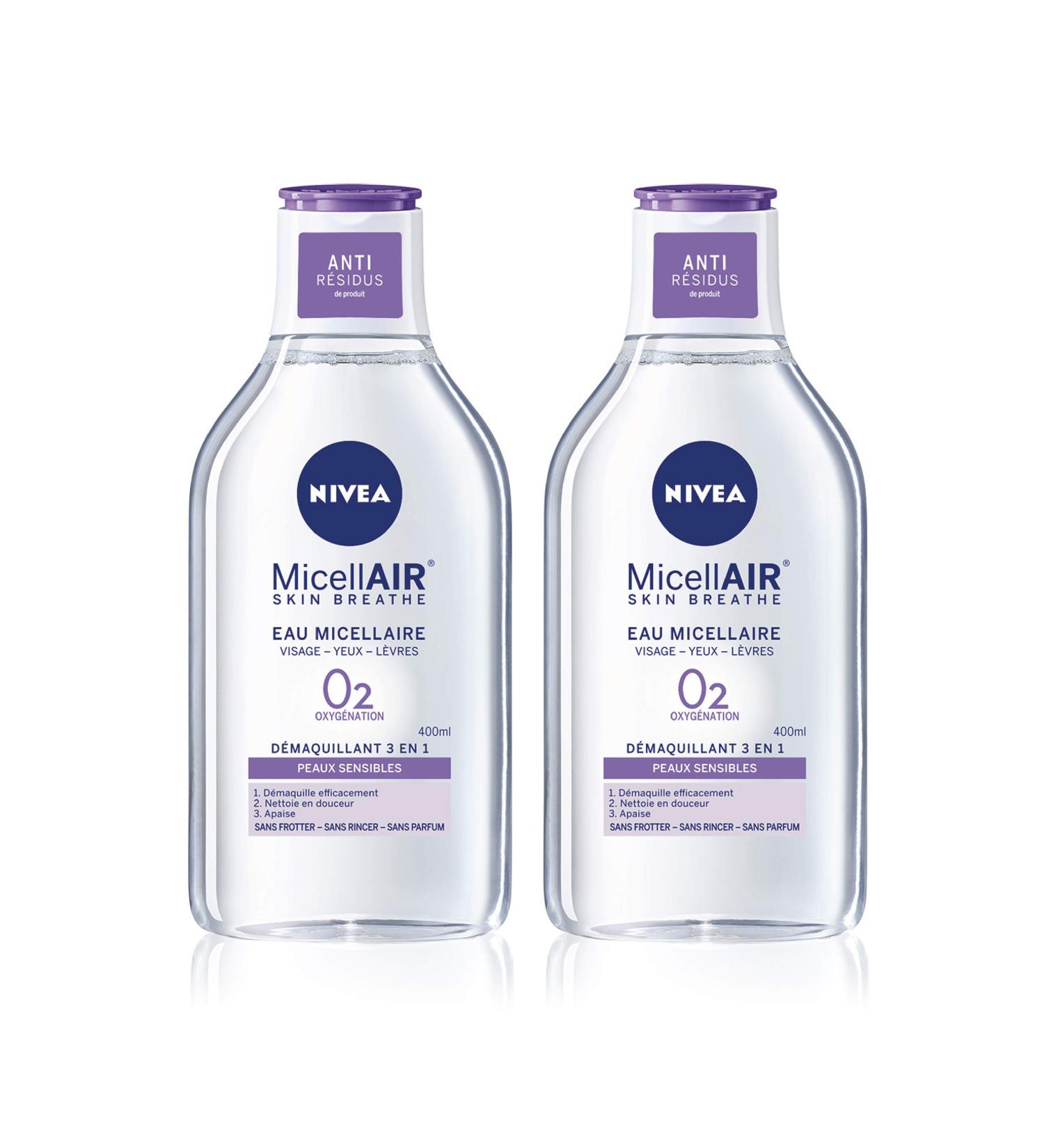 NIVEA MicellAIR SKIN BREATHE Micellar Water Sensitive Skin (1 x 400 ml) 3 in 1 make-up remover without fragrance or dye face eye & lip cleanser - Buy Online on GoSupps.com