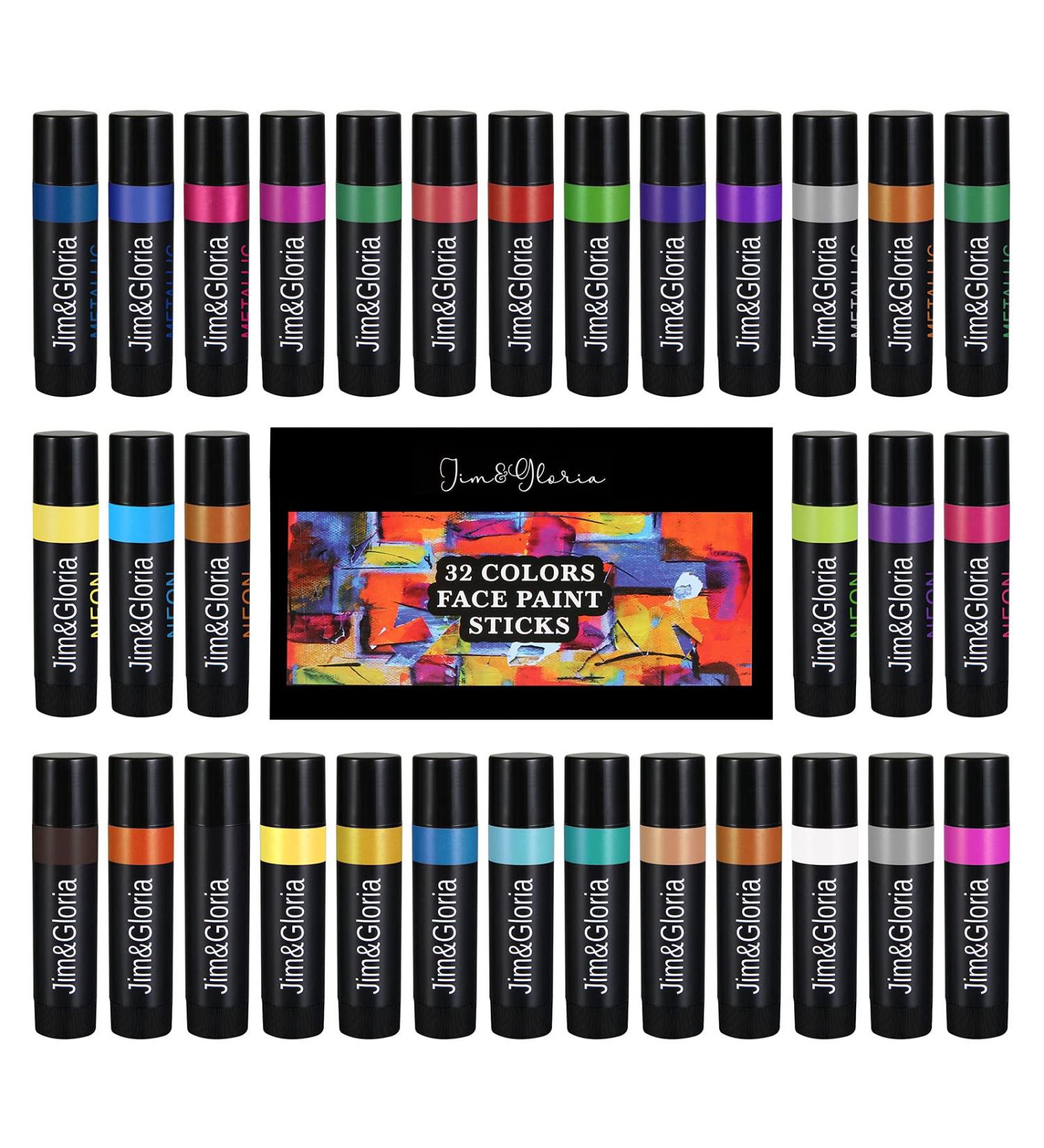 Jim&Gloria 32 Color Face Paint Kit - Christmas Stocking Stuffer Gift for Kids & Adults - Safe Body Marker Pens - Buy Online on GoSupps.com