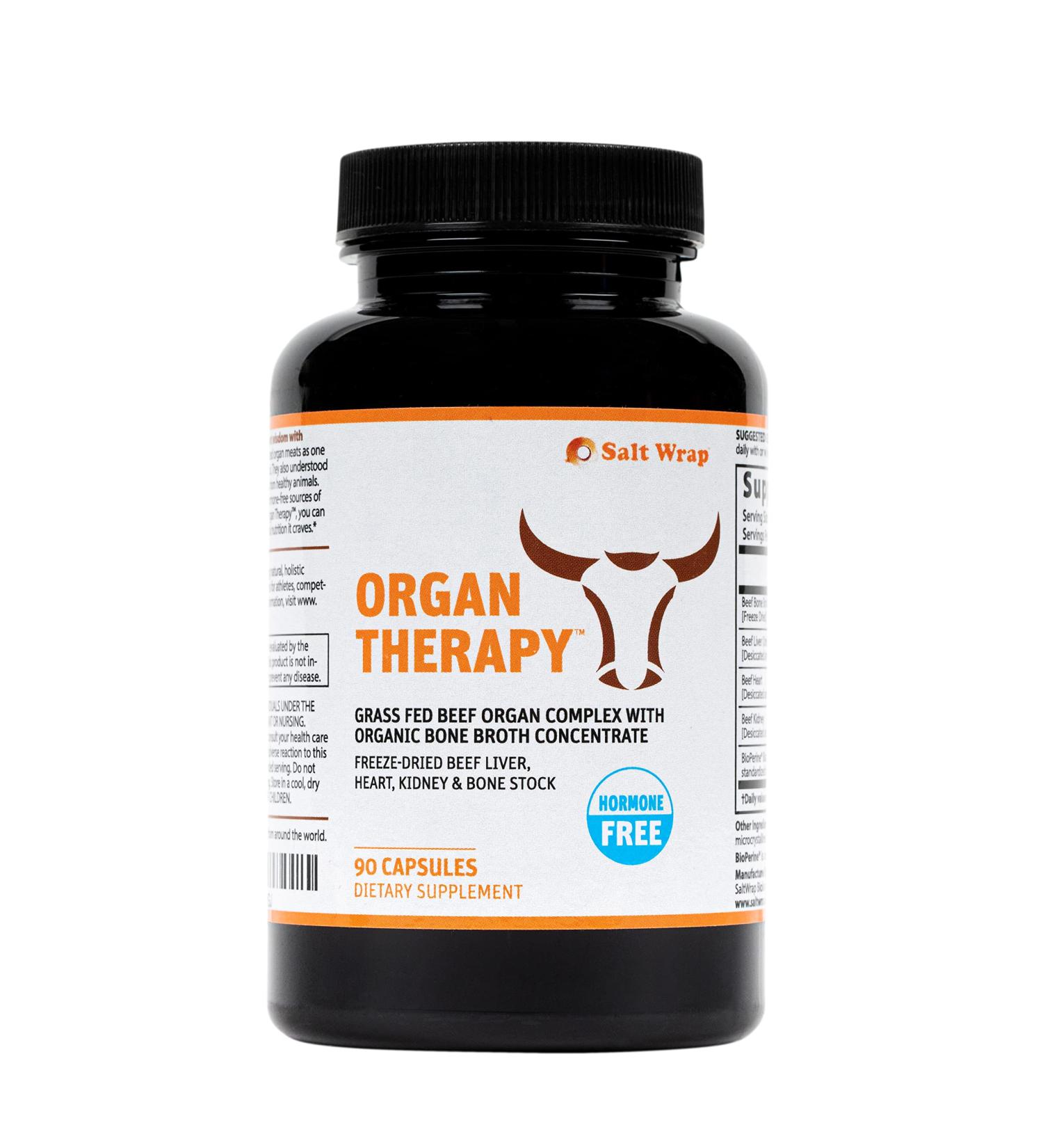 SaltWrap Organ Therapy - Grass Fed Beef Organ Meat Complex with Bone Broth Concentrate - 90 Capsules - Buy Online on GoSupps.com