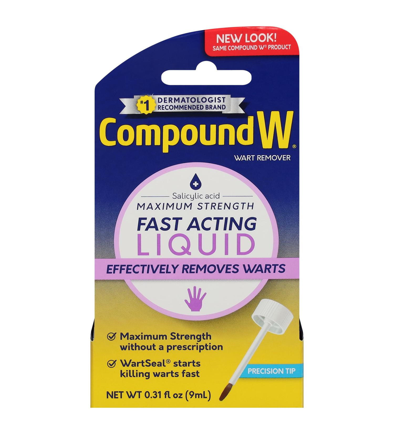 Compound W Wart Remover Maximum Strength Liquid Salicylic Acid 10ml For Treatment & Common/Plantar Wart Removal - Buy Online on GoSupps.com
