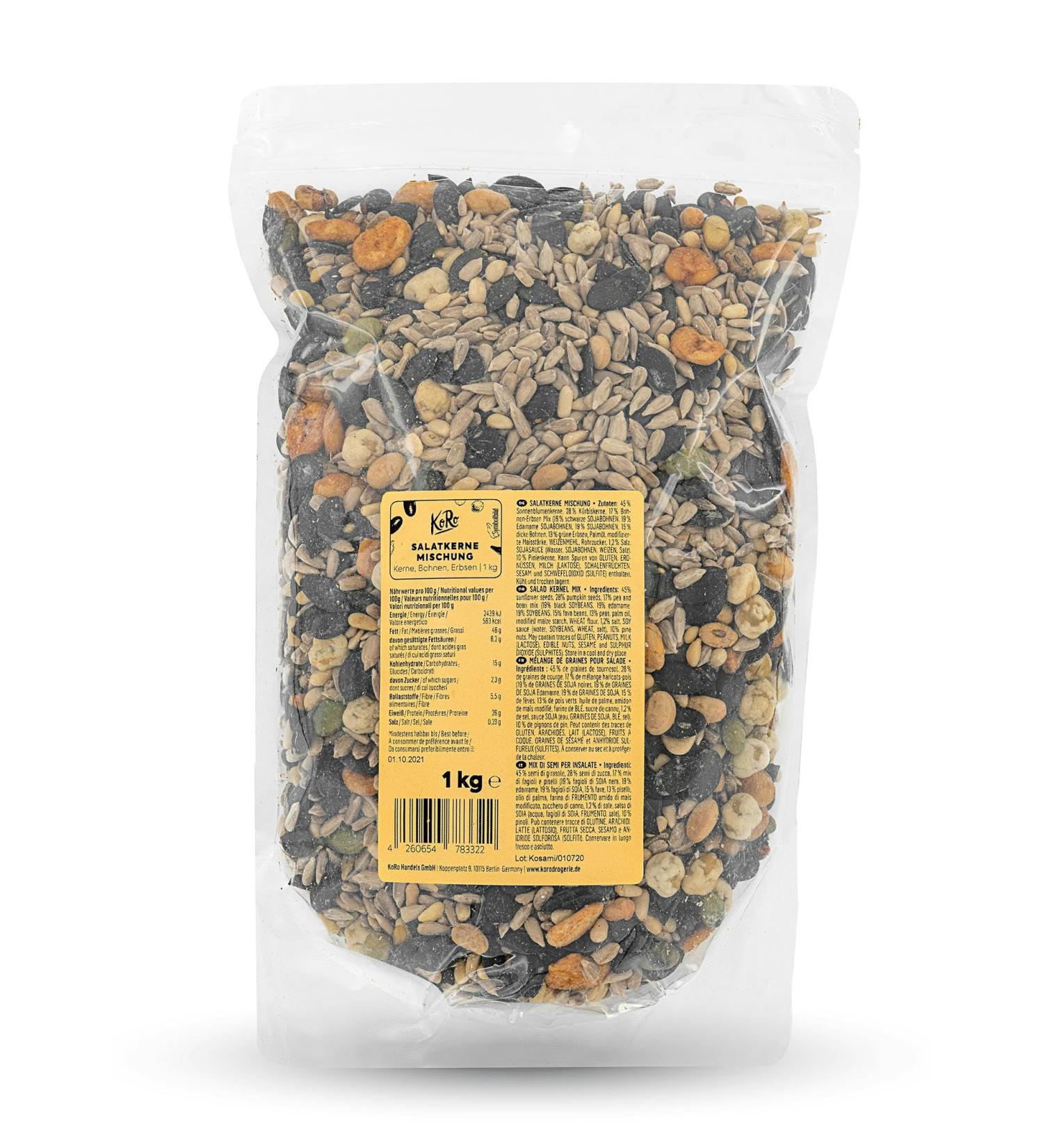 KoRo - Salad seed mix - 1 kg - varied mix with edamame beans and pine nuts - rich in unsaturated fatty acids - protein source - bulk packaging at a great price - Buy Online on GoSupps.com