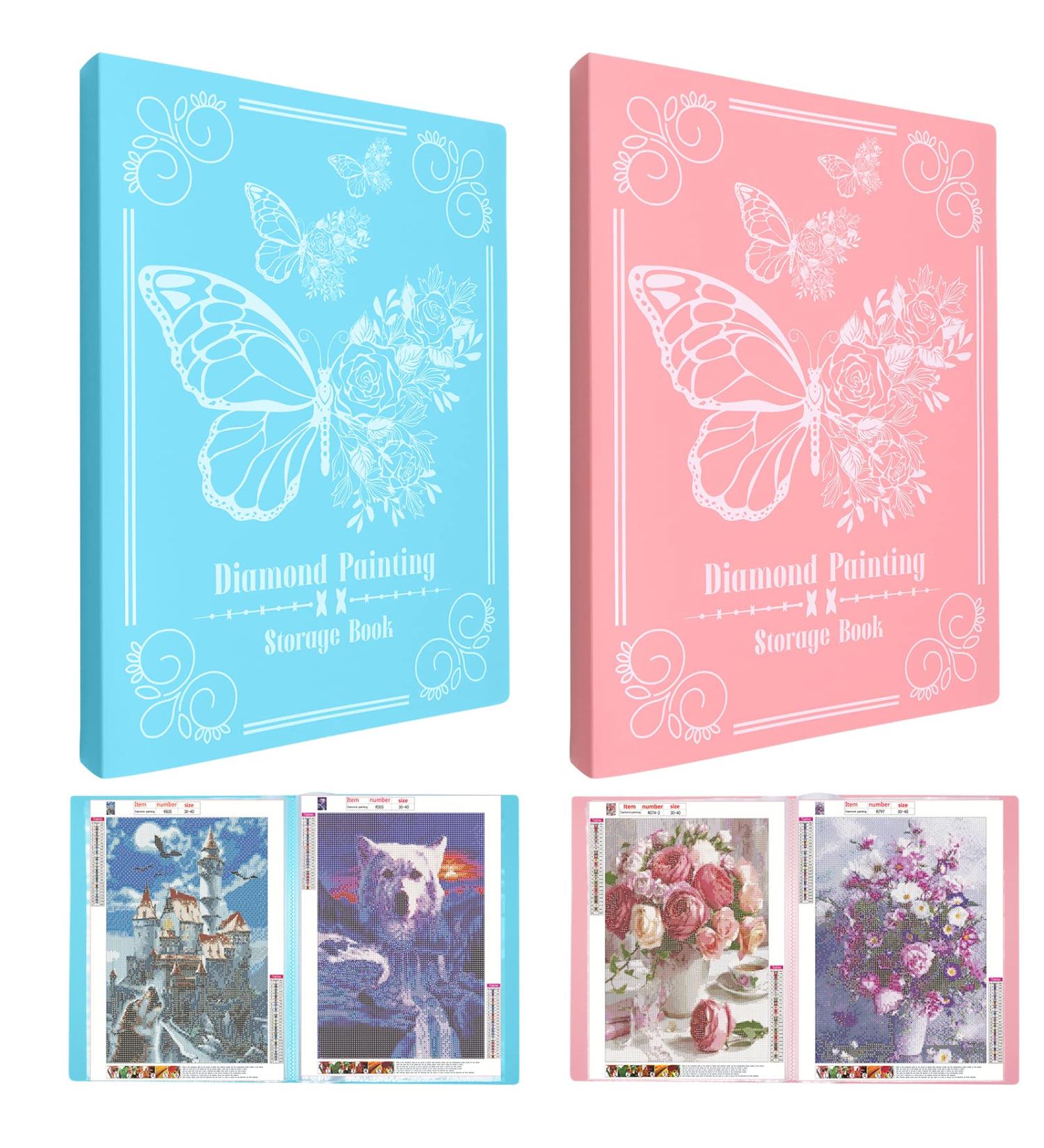 ZYNERY 2 Pack A3 Diamond Painting Storage Book | 60 Pages Art Portfolio for 12x16 inch Diamond Painting | Large Art Folder in Pink and Blue - Buy Online on GoSupps.com