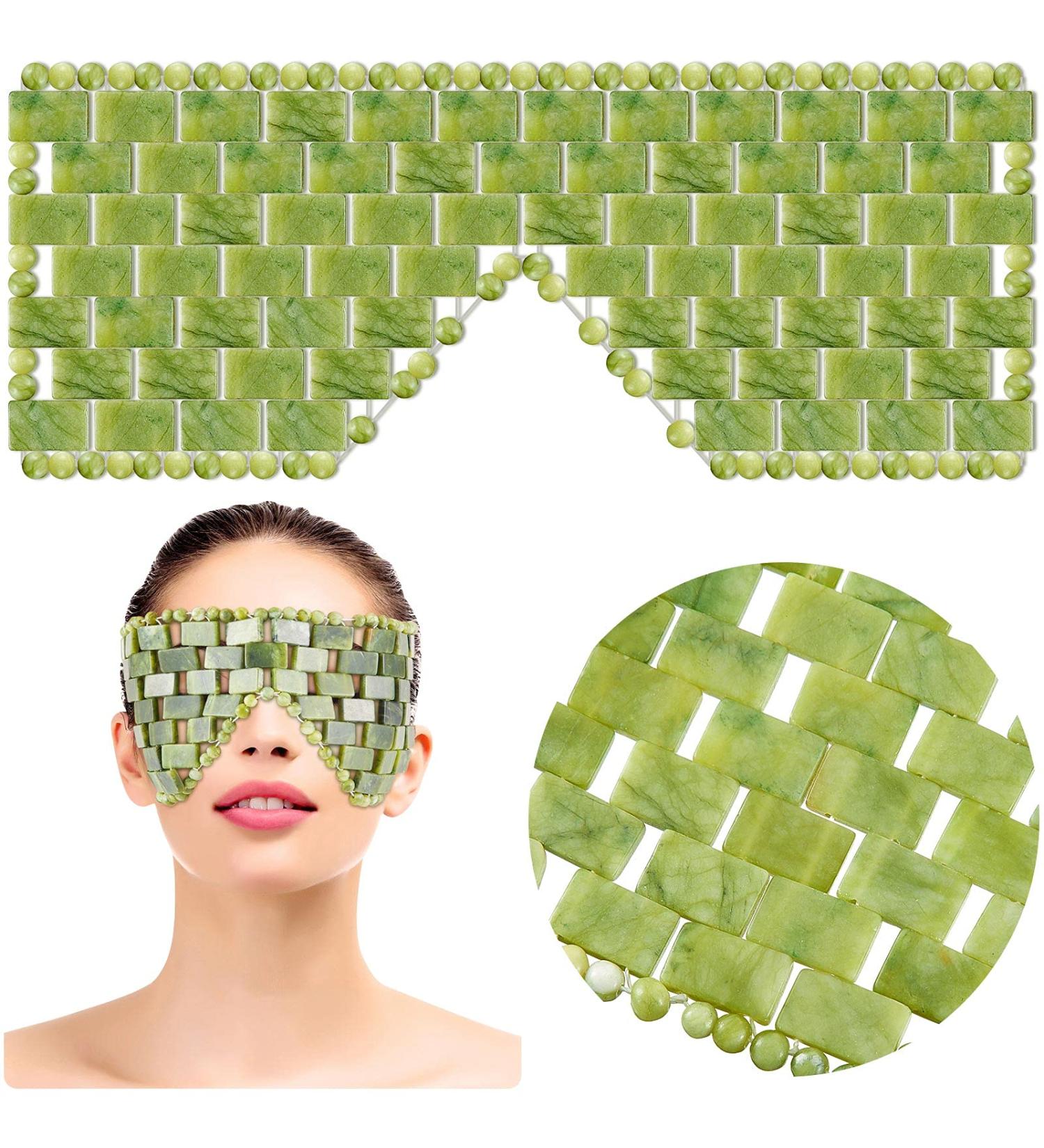SATINIOR Jade Eye Mask - Hot/Cold Green Jade Facial Mask for Soothing Relief, Women Men Sleep Mask - Buy Online on GoSupps.com