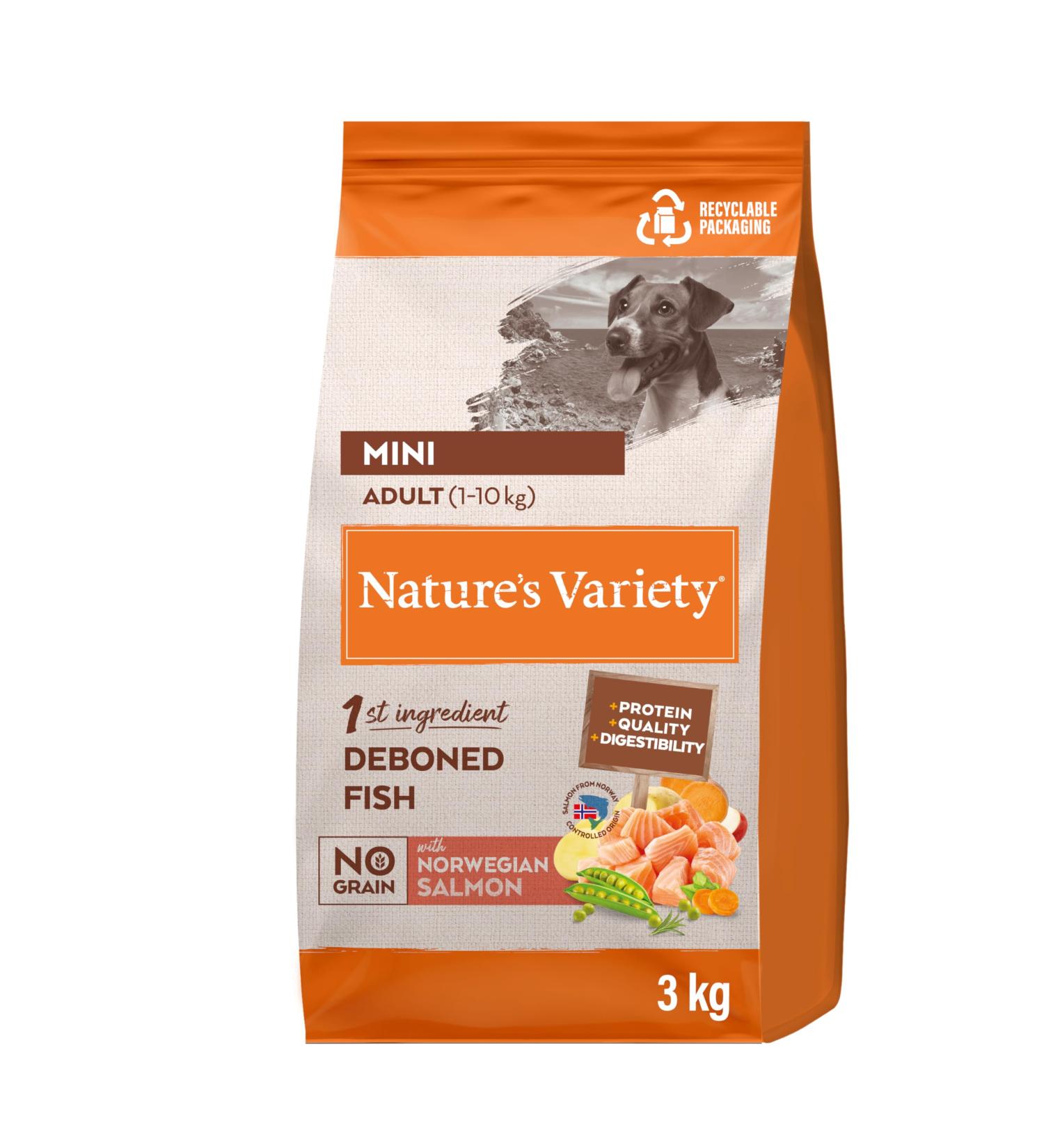 Nature's Variety No Grain - Mini Adult Dog Food - Norwegian Salmon - 3kg - Buy Online on GoSupps.com