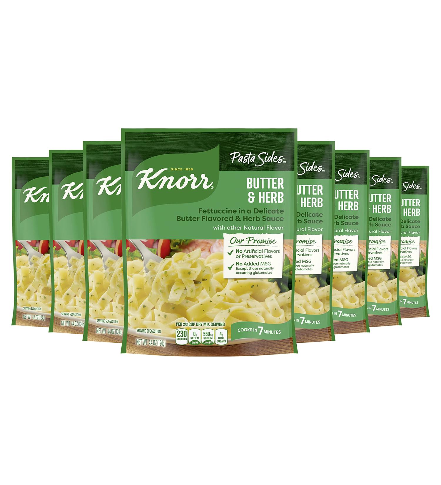 Knorr Butter & Herb Pasta Sides 4.4 oz, Pack of 8 - No Artificial Flavors, Preservatives, or Added MSG - Buy Online on GoSupps.com