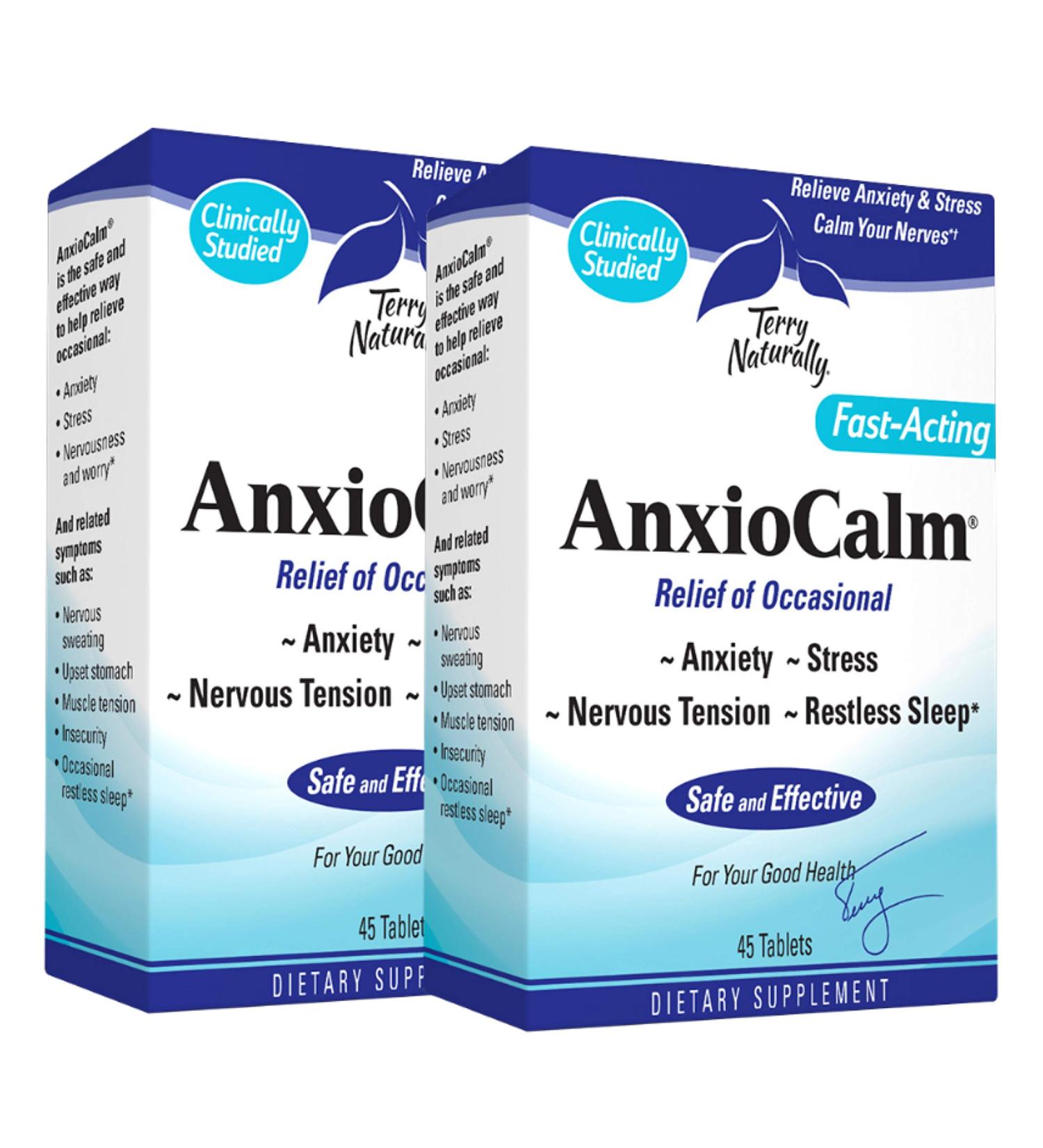 Terry Naturally AnxioCalm 40mg - 2 Pack (90 Servings) | Non-Addictive Anxiety & Stress Relief | Non-Drowsy Formula for Worry, Restless Sleep | Non-GMO, Gluten-Free - Buy Online on GoSupps.com