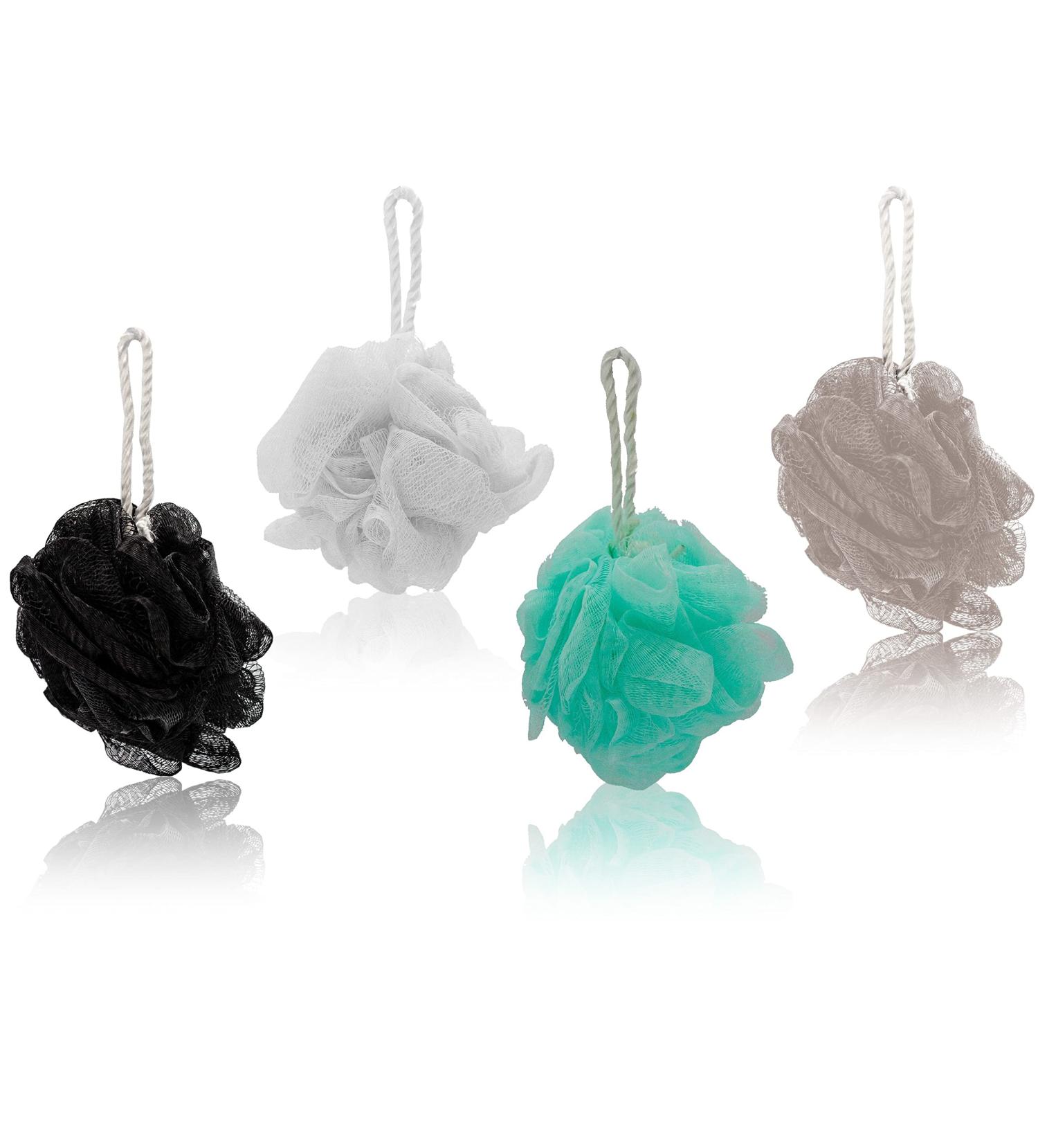 Brookstone BK1699 4 Pack Soft Shower Loofah Sponge for Men and Women - Multi-Colored Gentle Body Scrubber - Buy Online on GoSupps.com