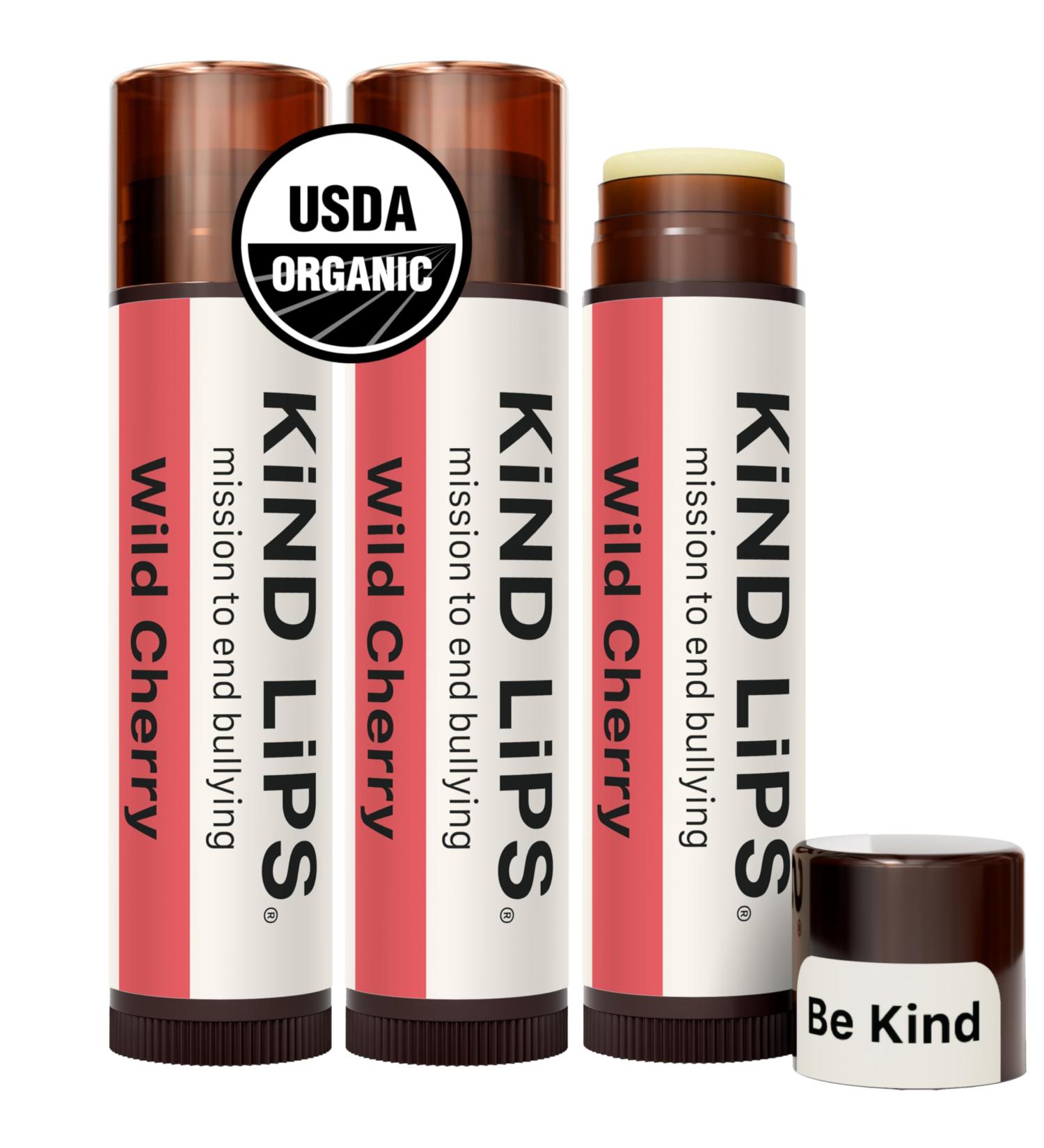 Kind Lips Wild Cherry Organic Lip Balm Natural Moisturizing Lip Care 3 Pack Wild Cherry 1 Count (Pack of 3) - Buy Online on GoSupps.com