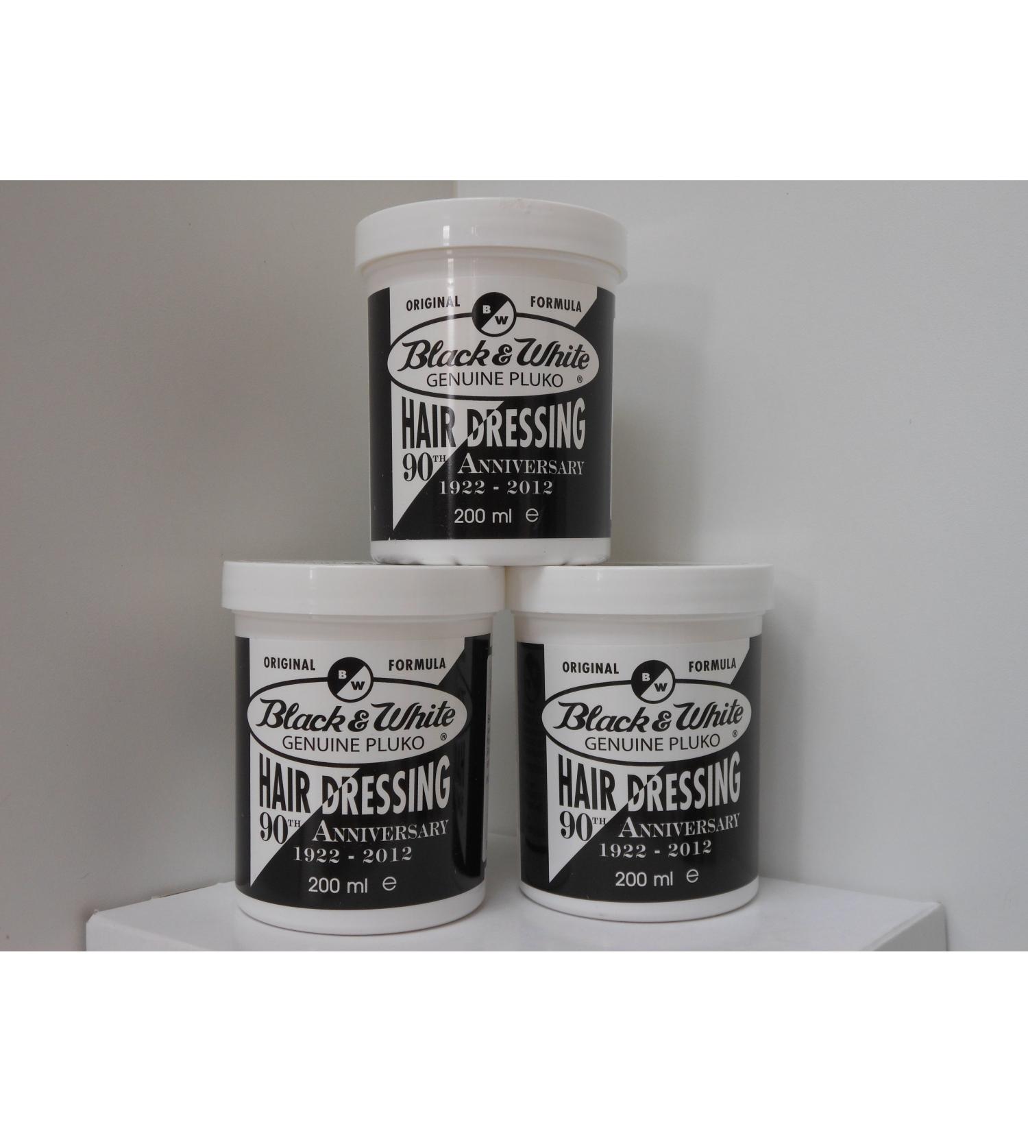 Black and White Pluko Hair Dressing Pomade 200ml - 3 (Triple) Pack