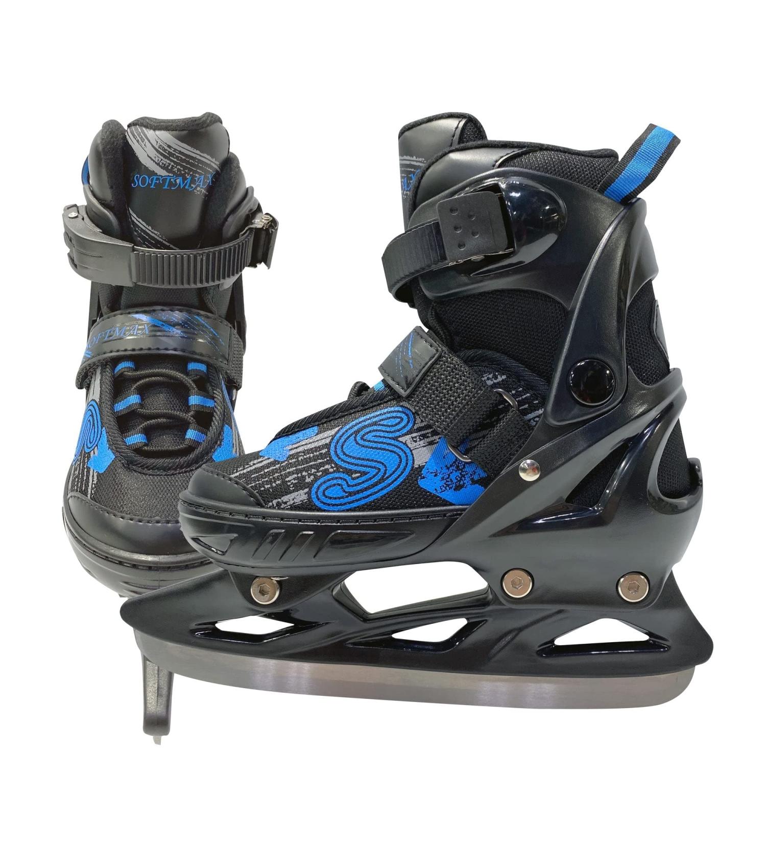 Softmax Adjustable Hockey Ice Skates for Boys and Girls - Insulated Kids Skates - 3 Sizes Black & Blue - Small - Buy Online on GoSupps.com