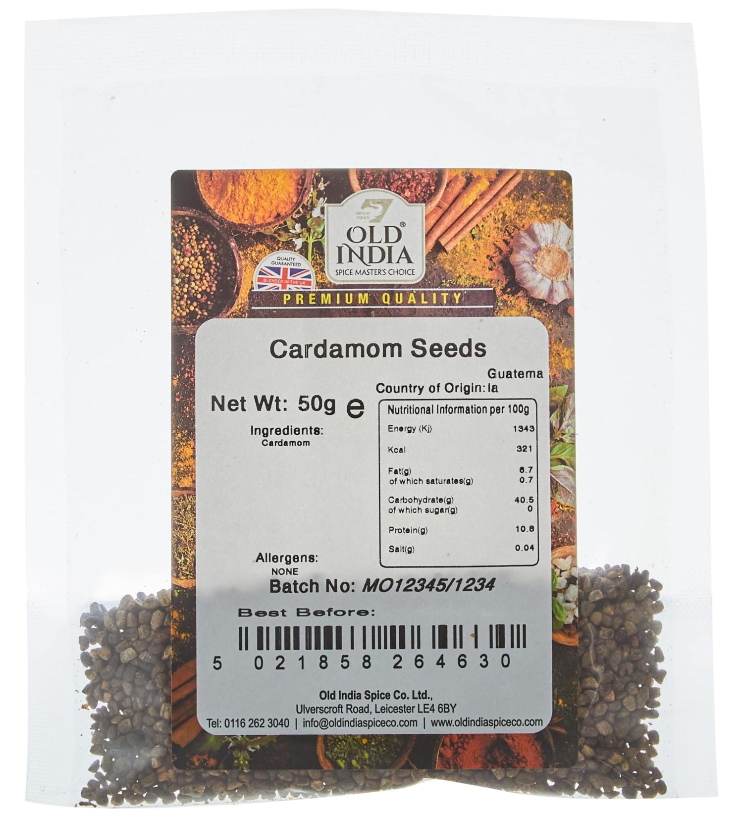 Old India Cardamom Seeds 50g - Authentic Aromatic Spice (Pack of 1) - Buy Online on GoSupps.com