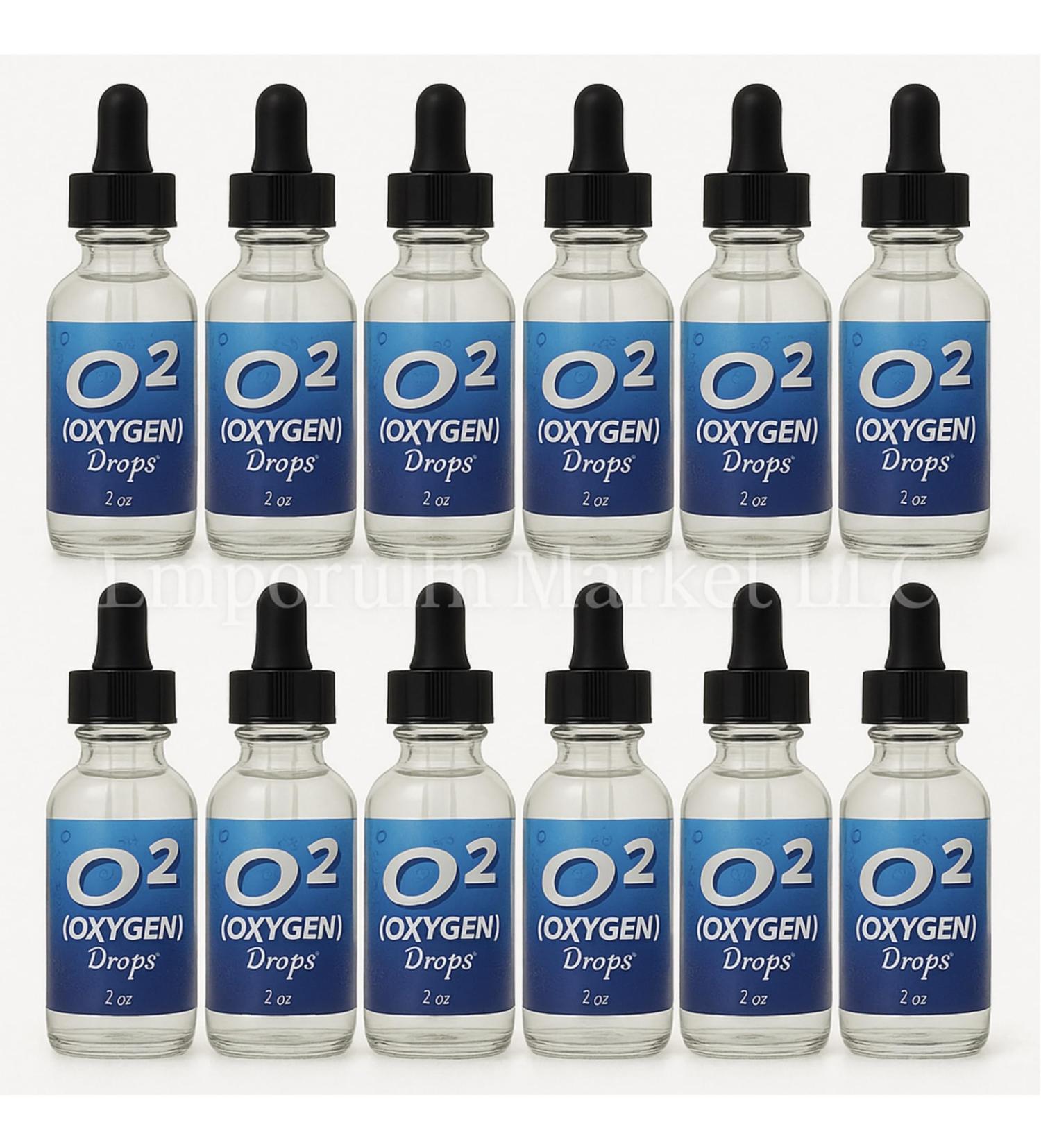 Liquid Oxygen Drops 2 fl oz (12 Pack) Oxygen Supplement for Energy & Wellness Liquid O Formula Gluten Free Natural Support for Circulation & Vitality