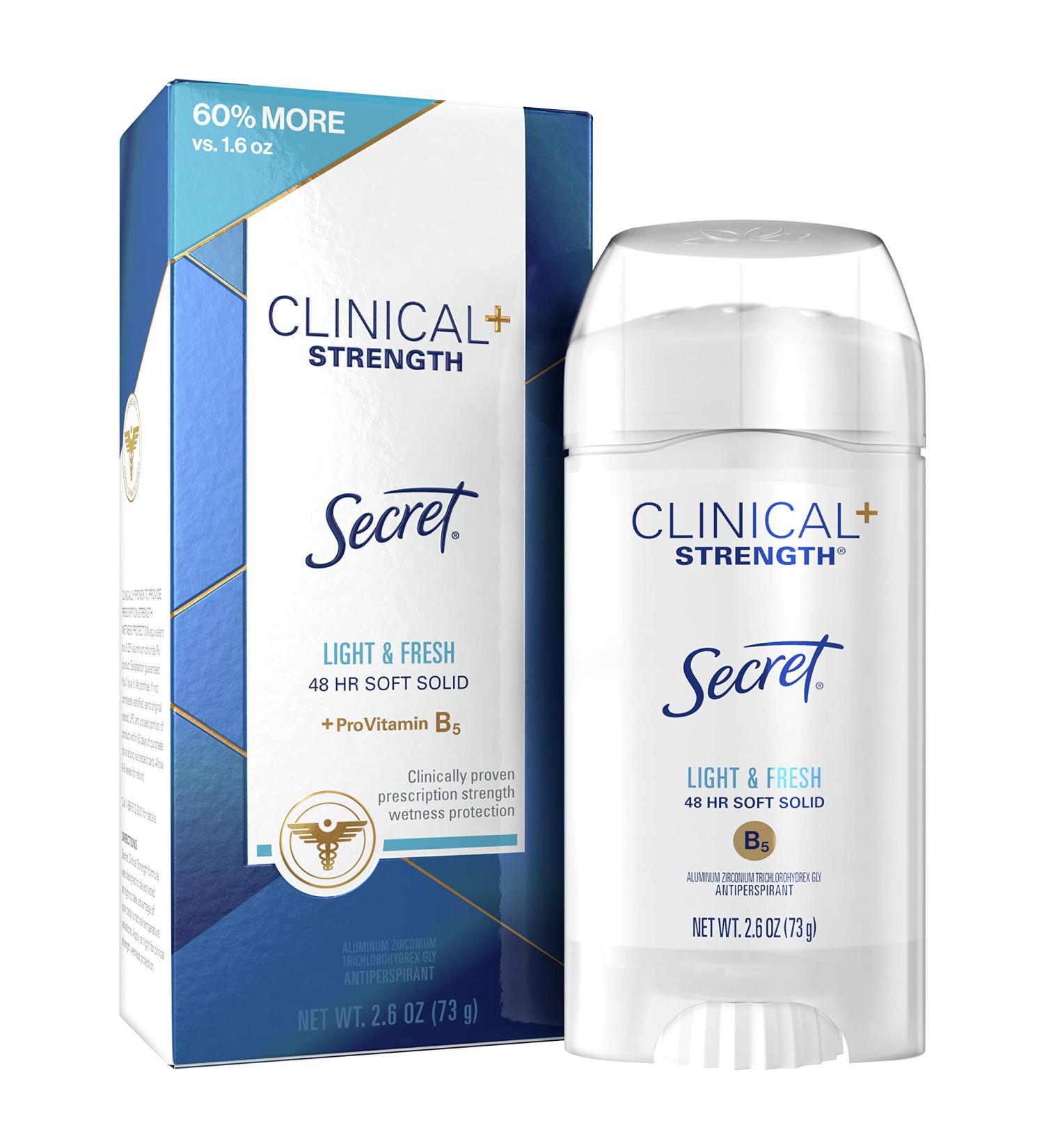 Secret Clinical Strength Women's Antiperspirant Deodorant, Soft Solid, 2.6 Oz - Light & Fresh - Buy Online on GoSupps.com