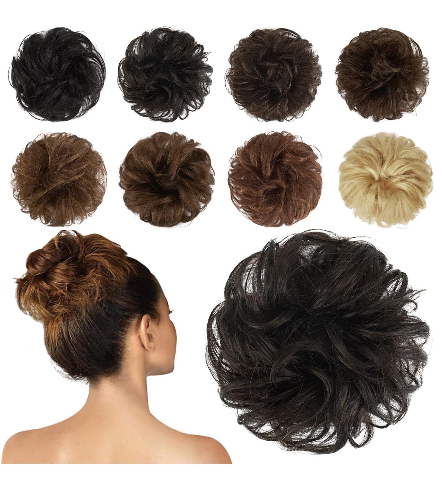 FESHFEN Messy Bun Hair Piece - 100% Human Hair Extension in Dark Brown - Buy Online on GoSupps.com