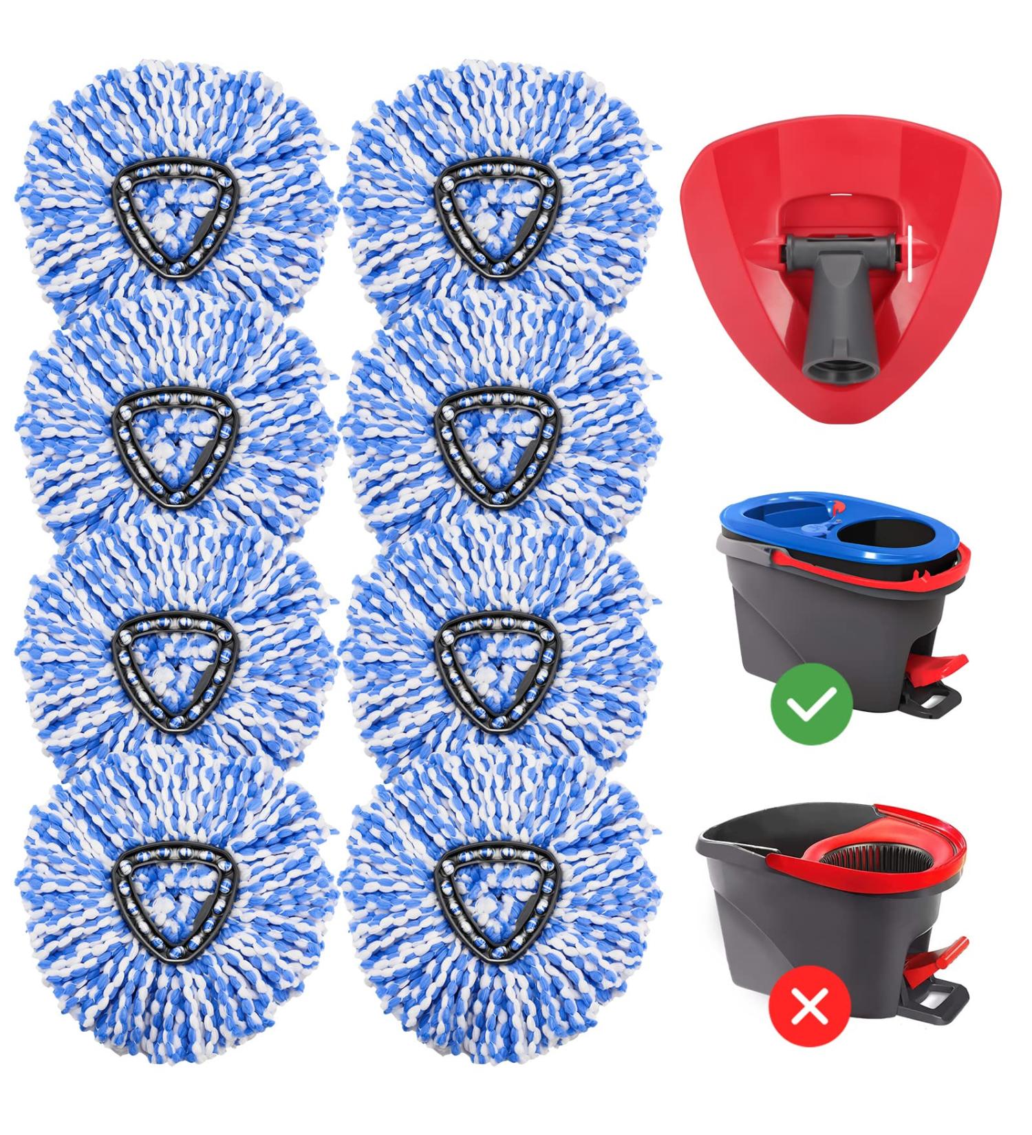 8 Pack RinseClean Spin Mop Replacement Heads for O-Cedar EasyWring - Microfiber Refills for 2-Tank System - Blue Triangle Cover Included - Buy Online on GoSupps.com