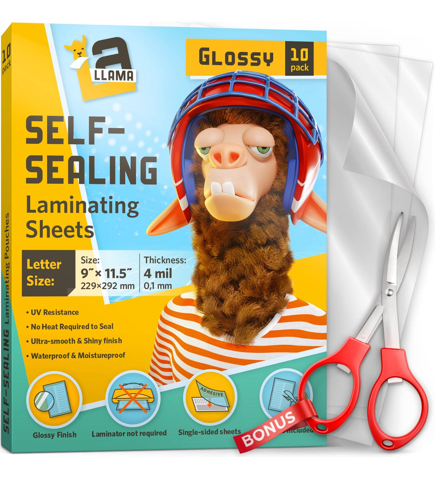 Self Adhesive Laminating Sheets 9 x 11.5 Inches 4 Mil Thick Suited for Letter Size Self Sealing Lamination Sheets 8.5 x 11 10 Pack - Buy Online on GoSupps.com