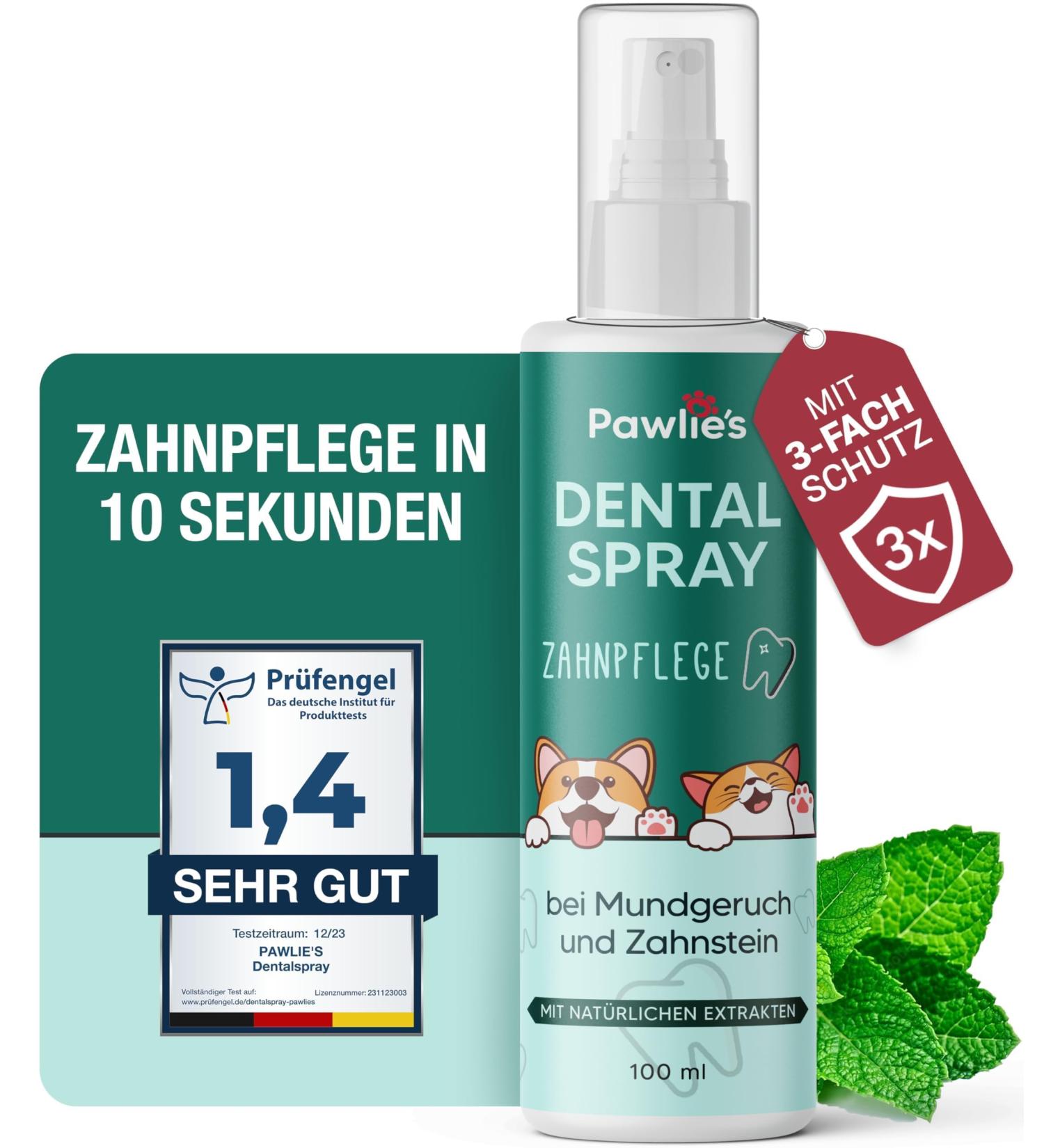 Pawlie's Dental Spray for Dogs | Natural Tartar Remover & Bad Breath Care | Vegan Sugar-Free Tooth Spray for Healthy Muzzle Hygiene - Buy Online on GoSupps.com