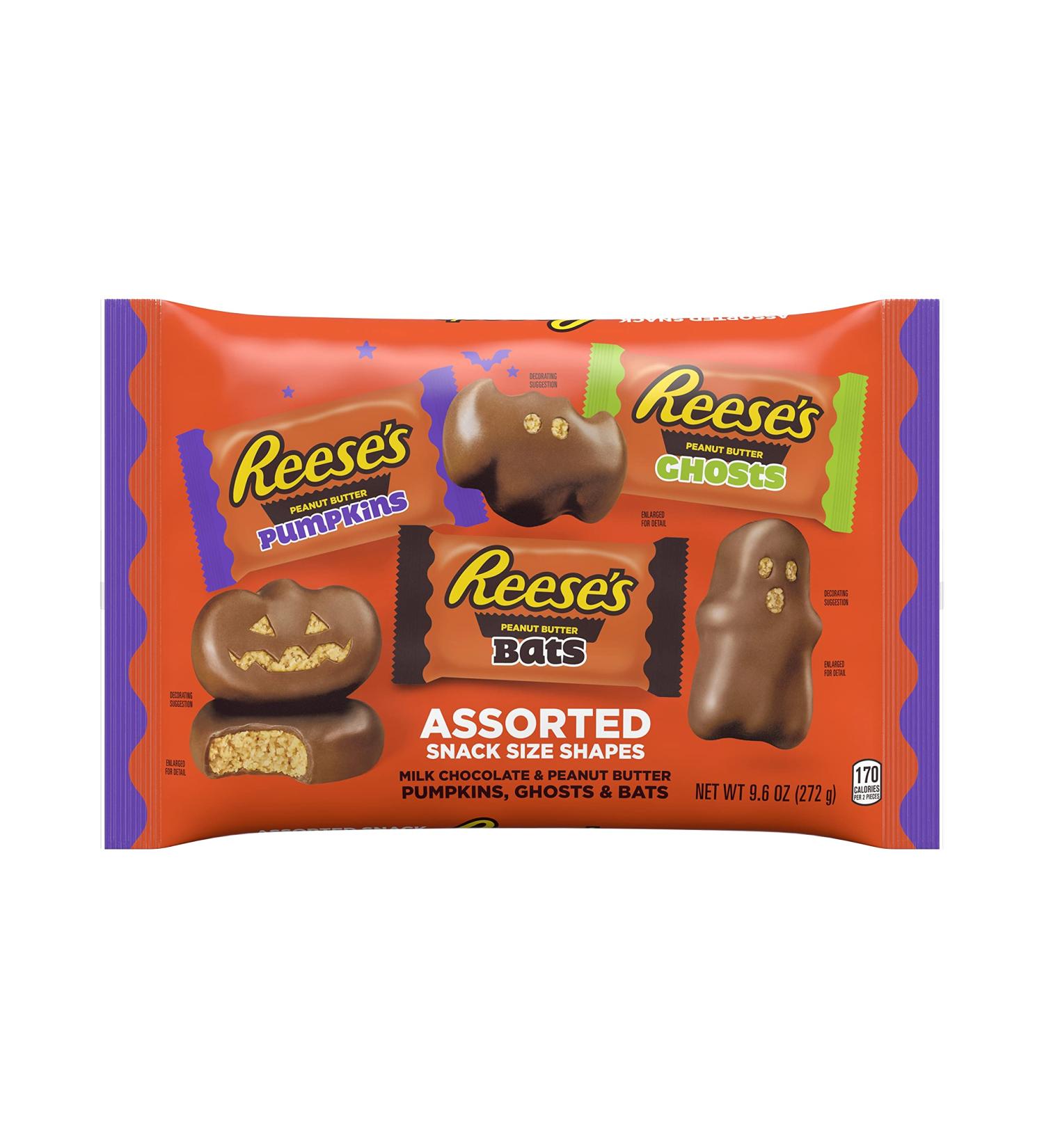 REESE'S Halloween Milk Chocolate Peanut Butter Snack Shapes Candy 9.6 oz Variety Bag - Buy Online on GoSupps.com