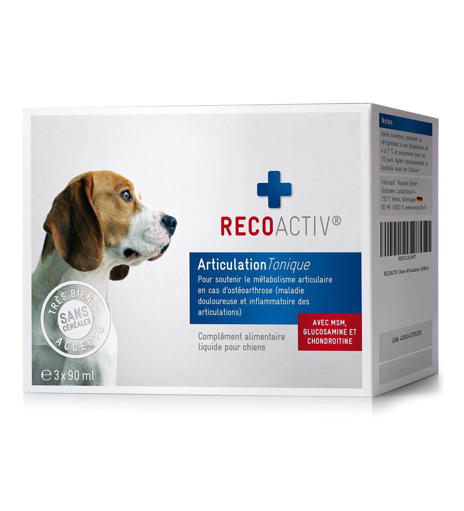 RECOACTIV Joint Tonic for Dogs 3 x 90 ML Dietary Food Supplement for Degenerative Joint Diseases with Green Mussel and Glucosamine - Buy Online on GoSupps.com