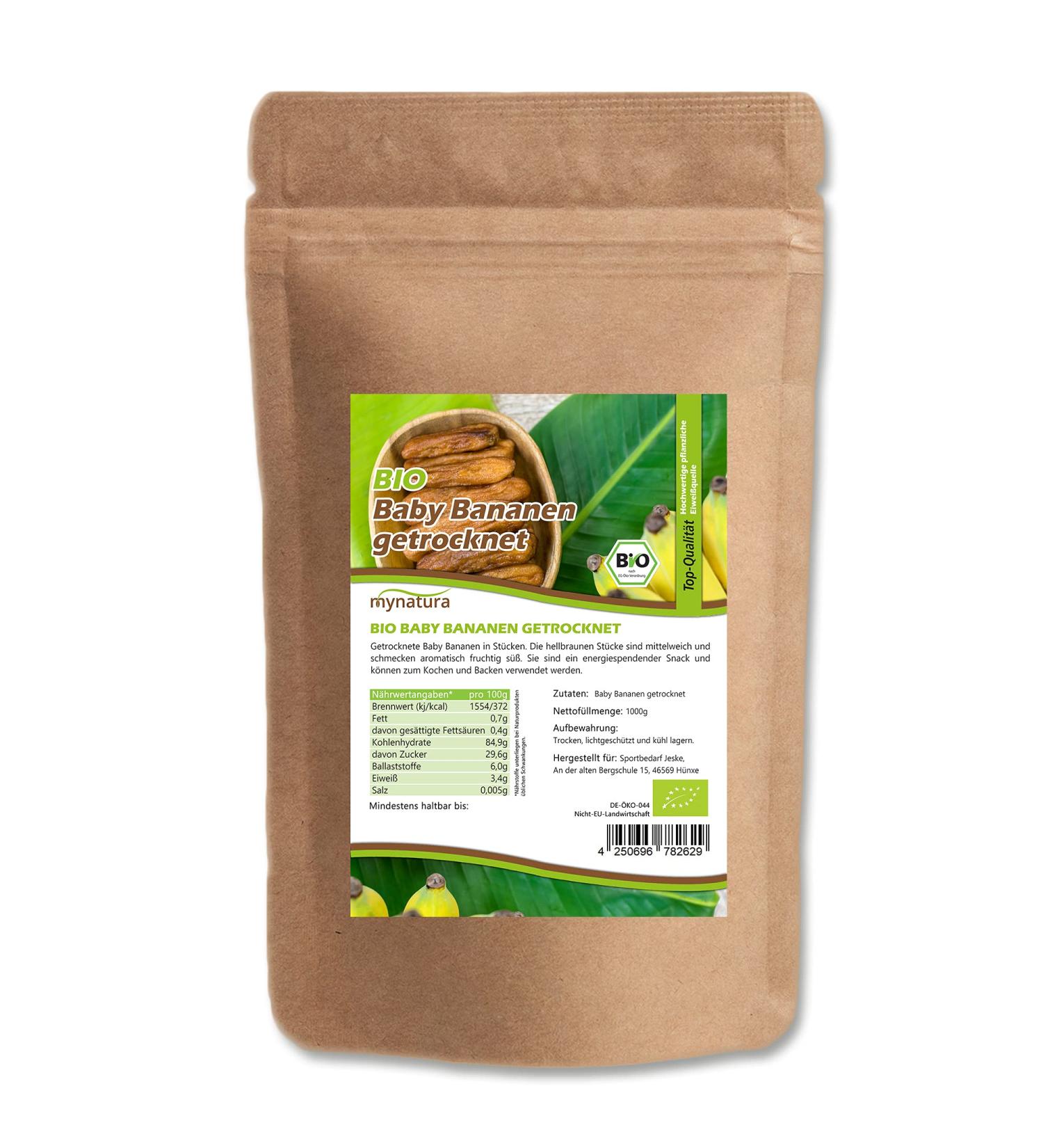 Jeske Sports Supplies Mynatura Organic mini bananas dried baby bananas snack dried fruits muesli minerals in bag 2000 g - Buy Online on GoSupps.com
