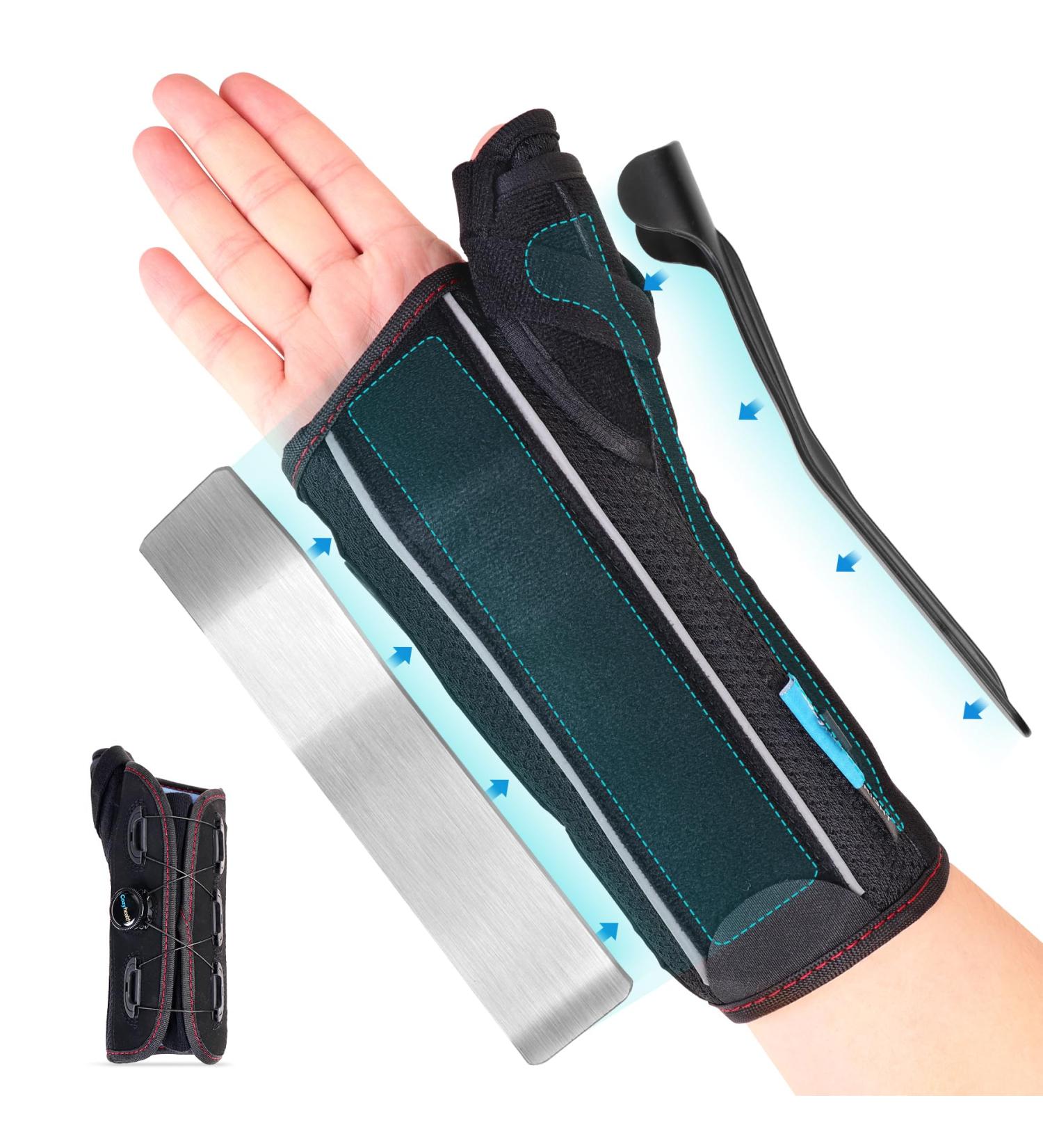 Wrist Brace with Thumb Spica Splint for De Quervain's Carpal Tunnel & Arthritis Relief - Right Hand Support for Tendonitis Sprains & Fractures - Buy Online on GoSupps.com